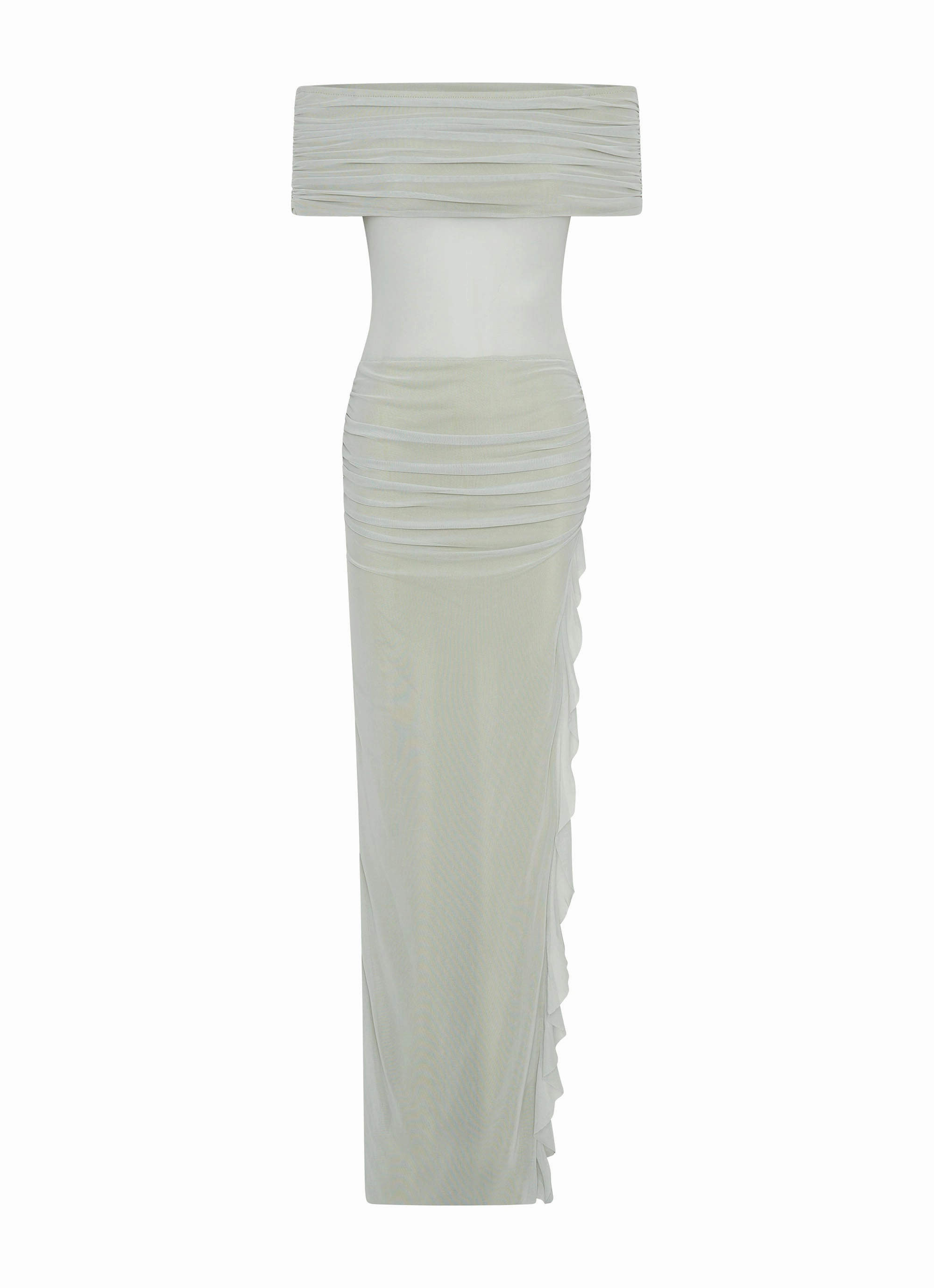 Nelly Off Shoulder Maxi Dress - Pistachio Relaxed Style Heart Tone