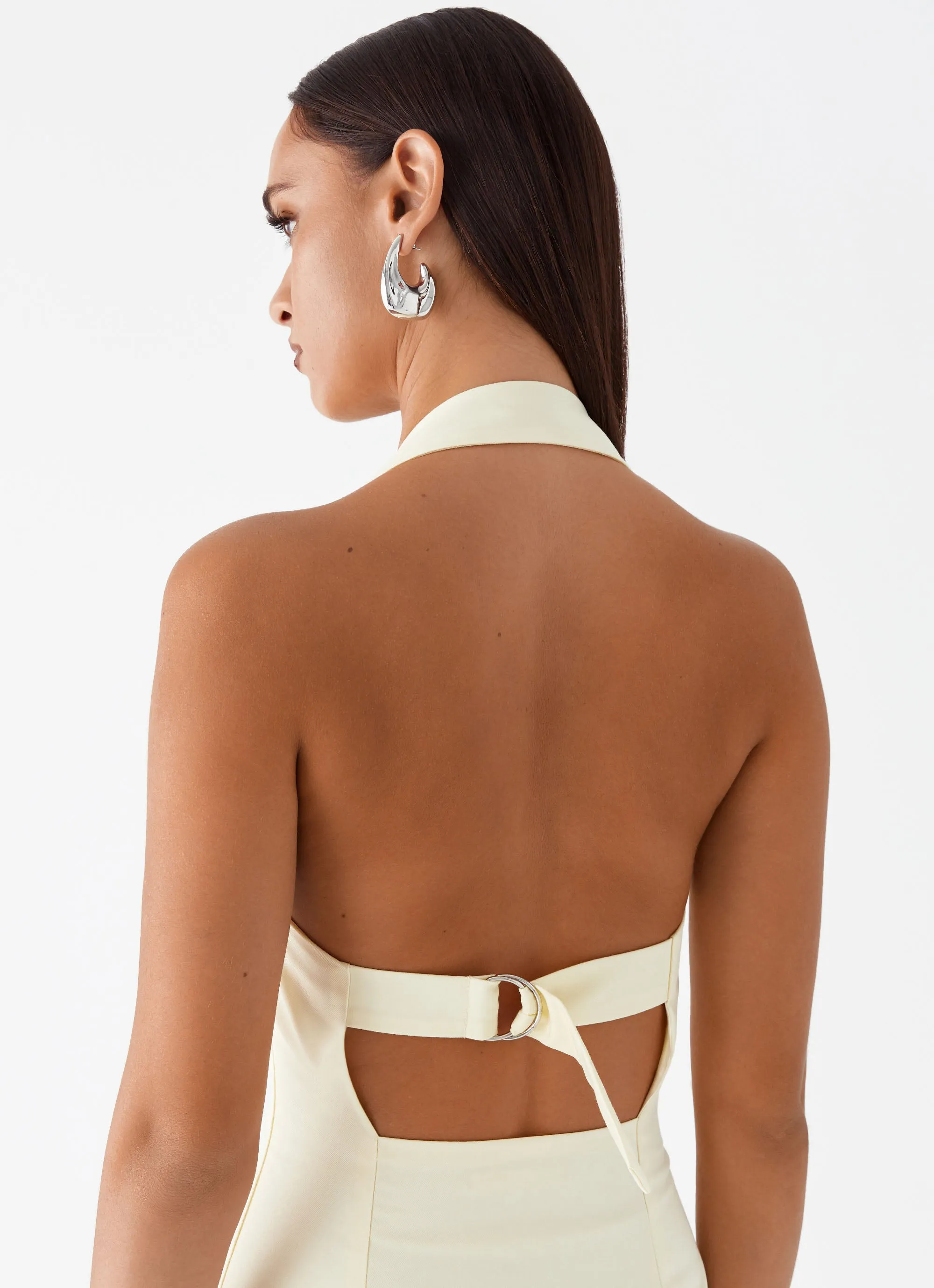 Trend-Inspired Bianca Halter Dress - Yellow