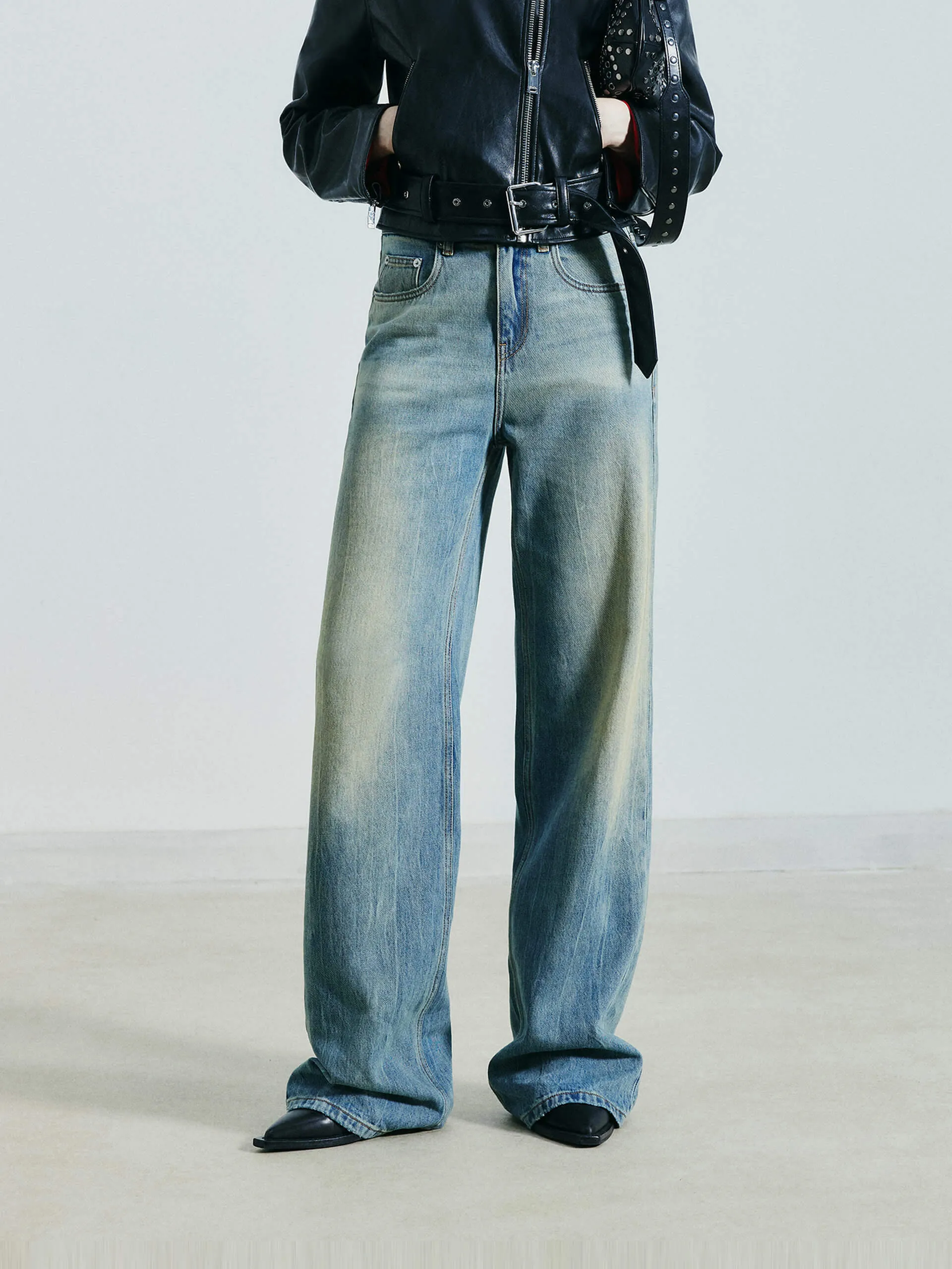 New Baggy Straight Jeans Stretch Minimalist Motion Ease