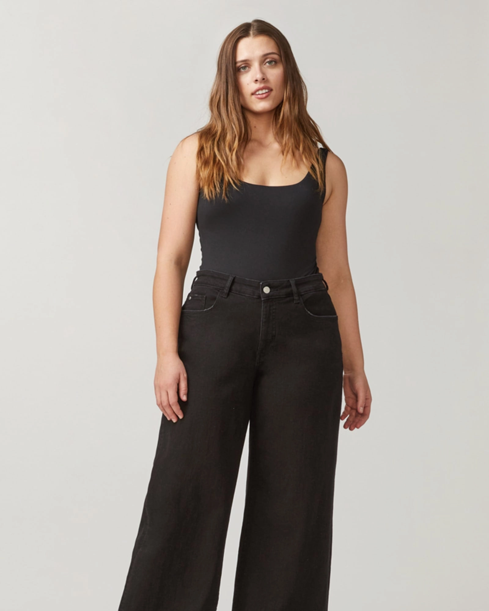 Functional Waistband Niecy Wide Leg Jean | Black