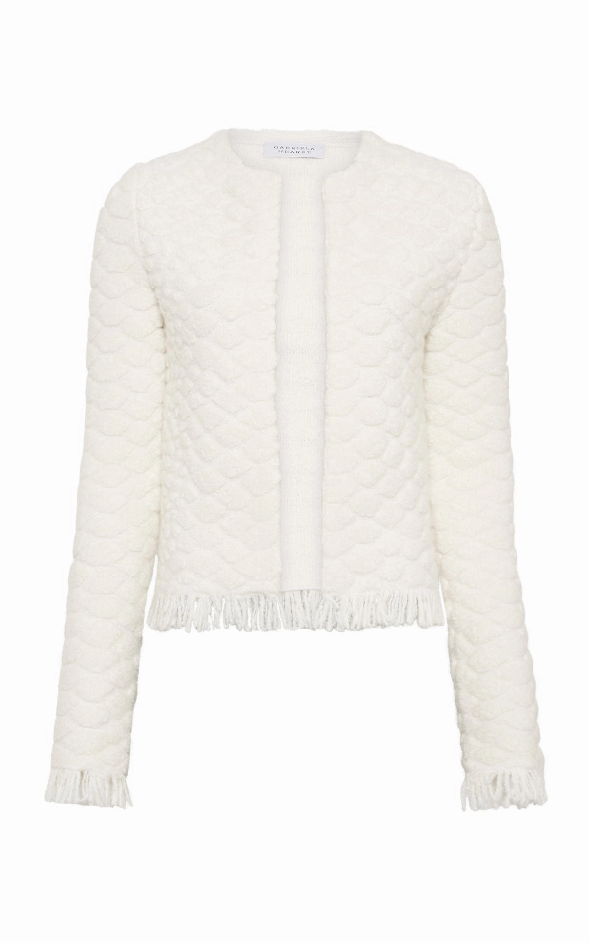 Breathable Liner Integration Johannes Fringe Knit Cardigan in Ivory Cashmere