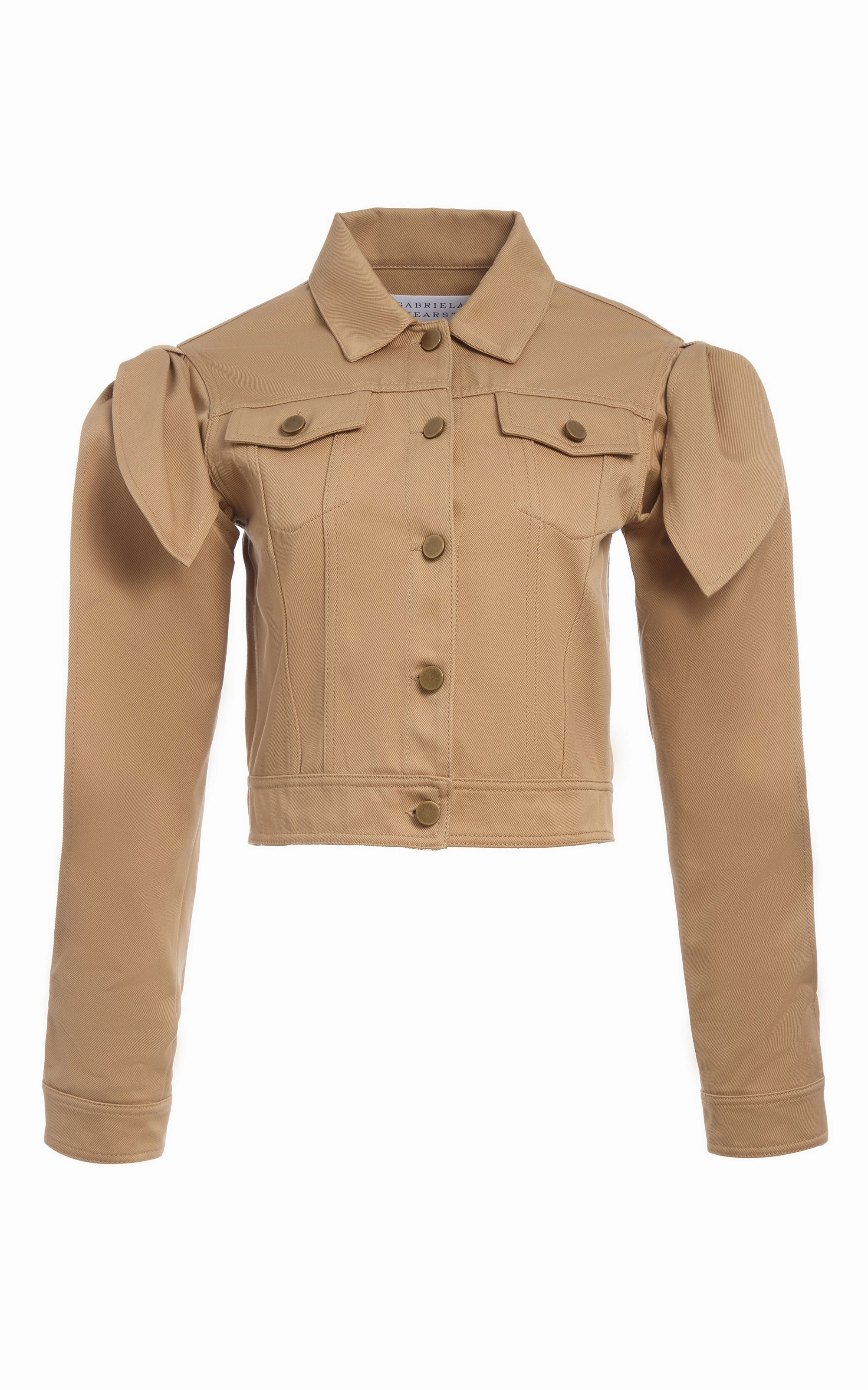 Short Length Zippered Closures Briella Jacket in Camel Sea Island Cotton Twill
