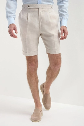 Beige linen shorts - Made in Italy Classic Vibe
