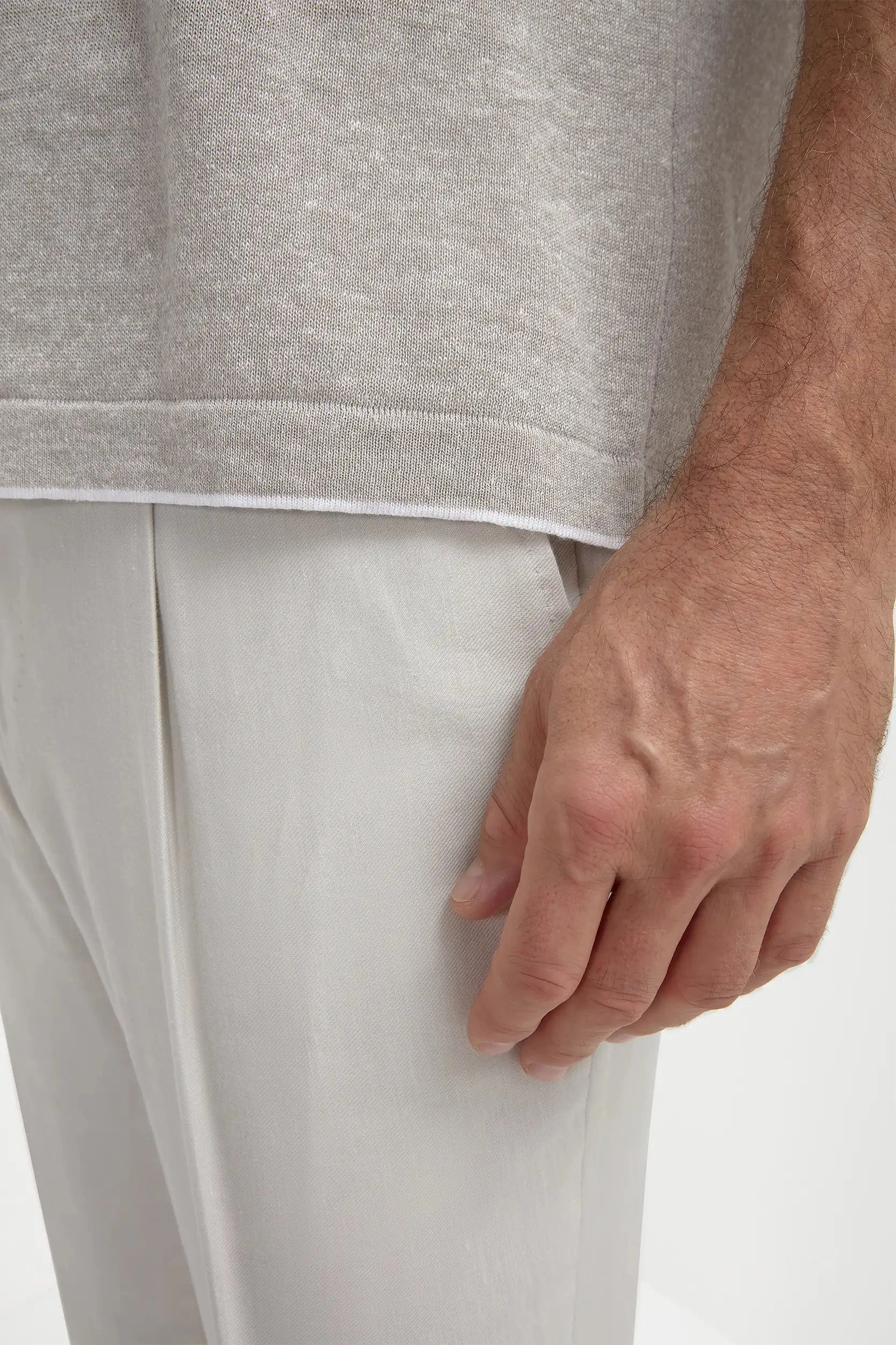 Cozy Moments Sand linen and cotton t-shirt - Made in Italy