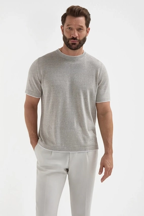 Yearlong Favorite Sand linen and cotton t-shirt - Made in Italy