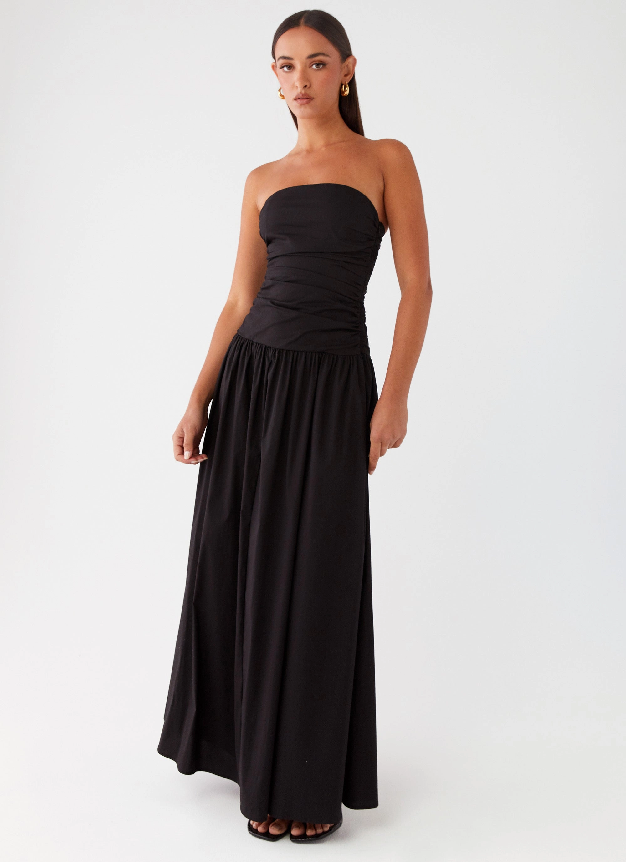 Carmel Maxi Dress - Black Smart Waistband Design Work Ready