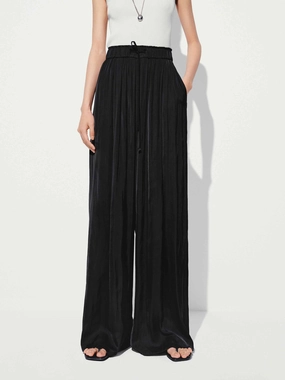 Pleated Drawstring Waist Trousers Quick Dry Fabric