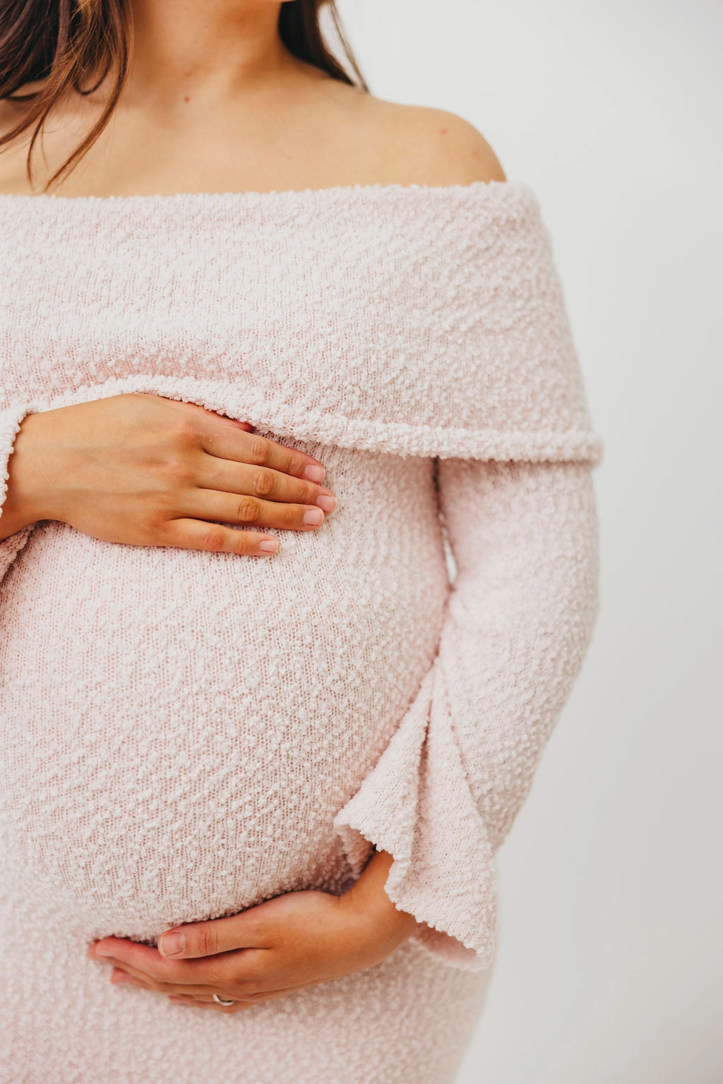 Quilted-Lining Nora Knit Maxi Dress in Dusty Pink - Bump Friendly