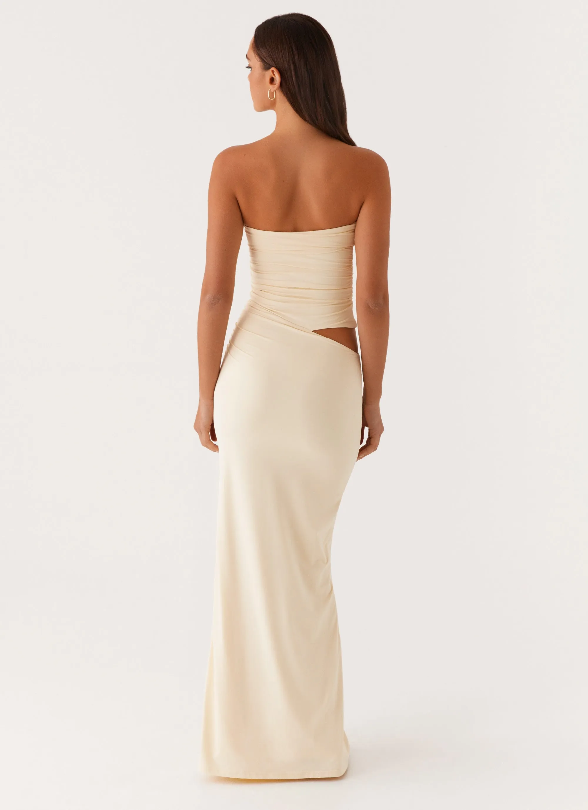 Romee Strapless Maxi Dress - Pastel Yellow Smooth Wear
