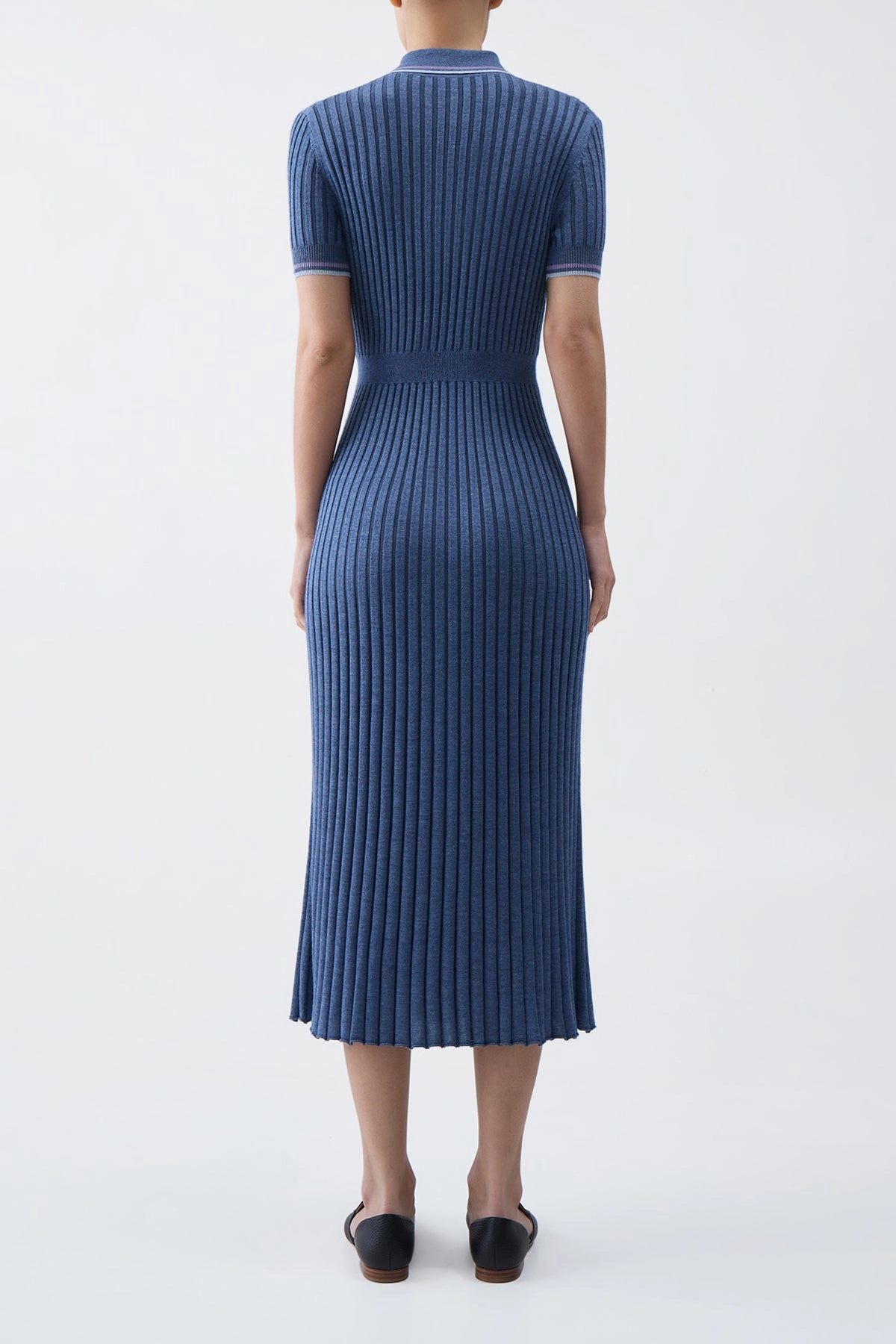 Eyot Knit Maxi Dress in Denim Blue Cashmere Silk Modern Comfort