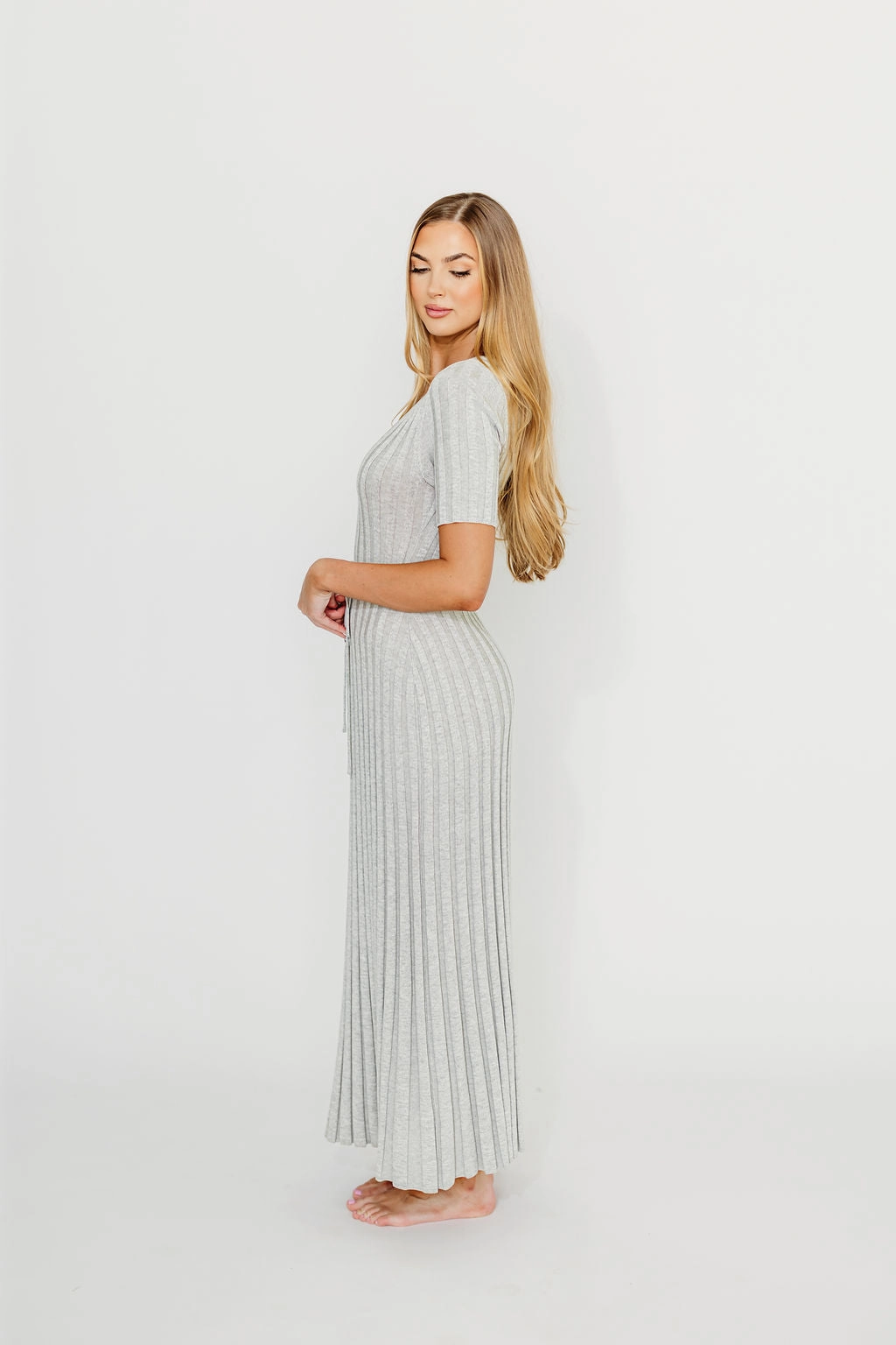 Oakley Ribbed Maxi Dress in Heather Grey -Bump Friendly *Final-Sale* Lux Look