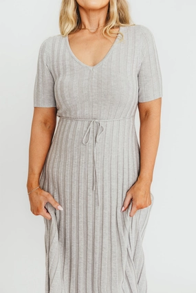 Oakley Ribbed Maxi Dress in Heather Grey -Bump Friendly *Final-Sale* Casual Essential Adjustable Straps