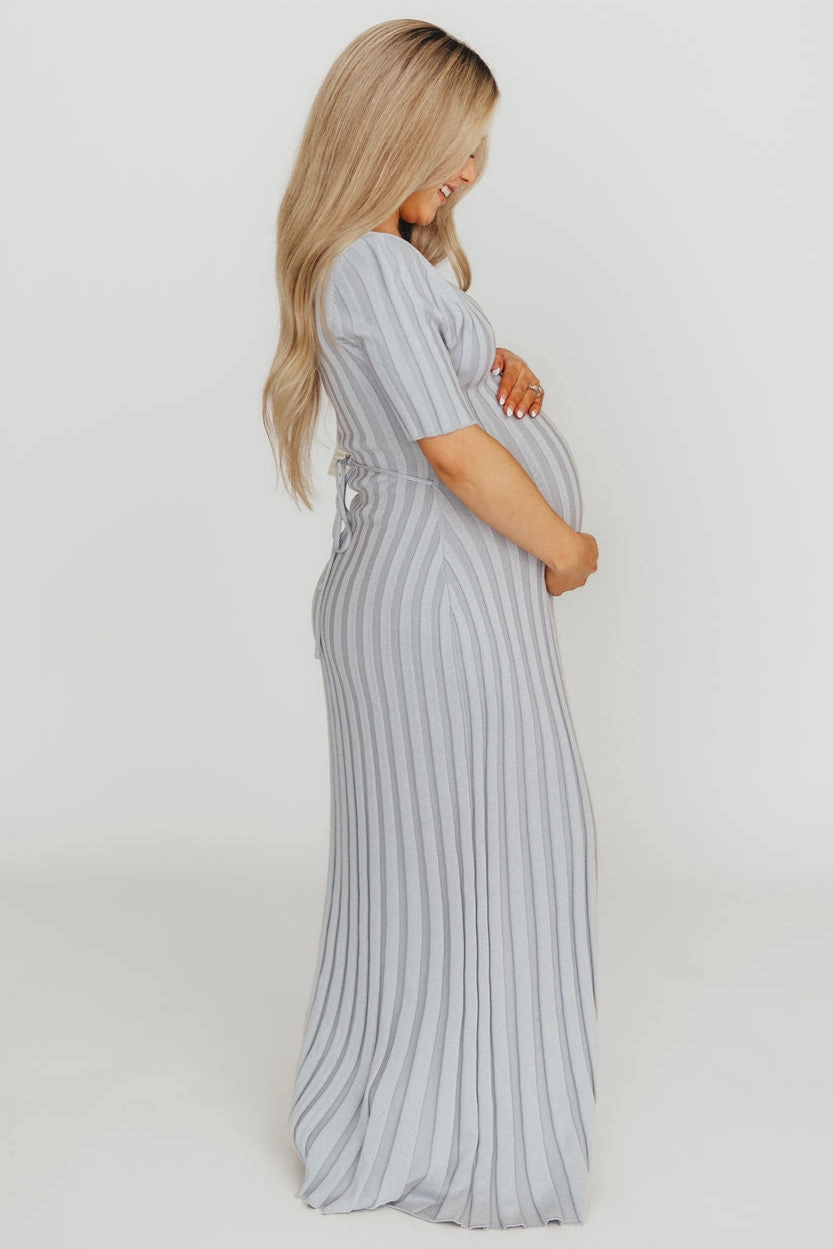 Oakley Ribbed Maxi Dress in Light Blue - Bump Friendly *Final-Sale* Fit Clean Smart Casual