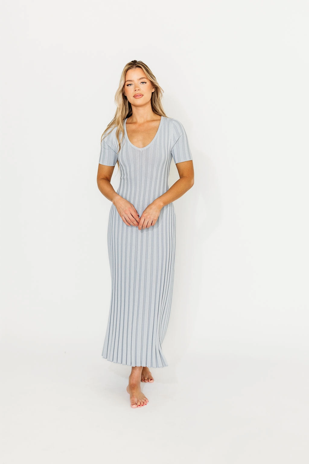 Oakley Ribbed Maxi Dress in Light Blue - Bump Friendly *Final-Sale* Vacation Vibe