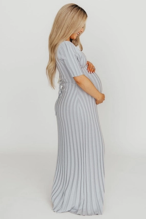 Oakley Ribbed Maxi Dress in Light Blue - Bump Friendly *Final-Sale* Fit Clean Smart Casual