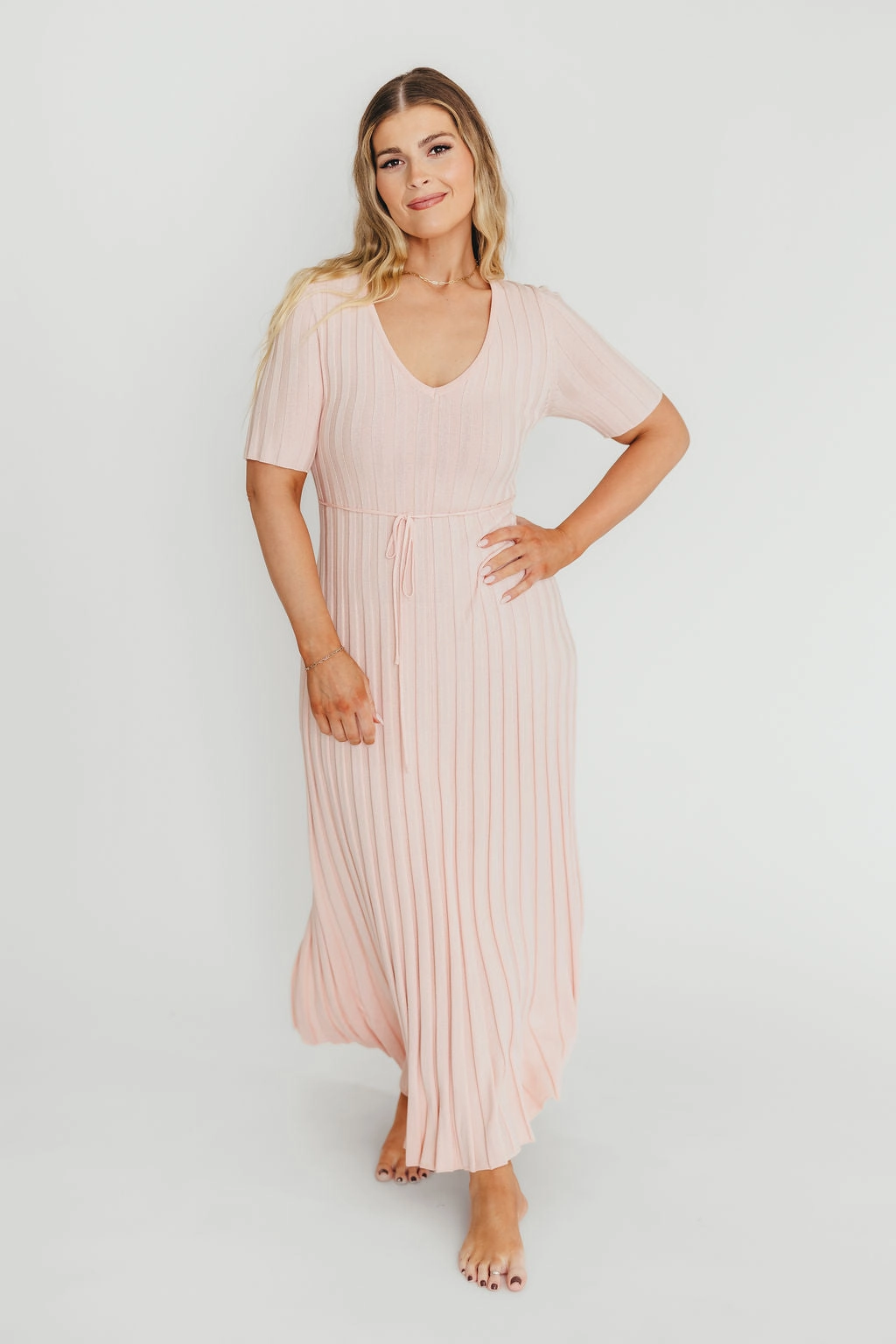 Oakley Ribbed Maxi Dress in Light Pink - Bump Friendly *Final-Sale* Effortless Mood