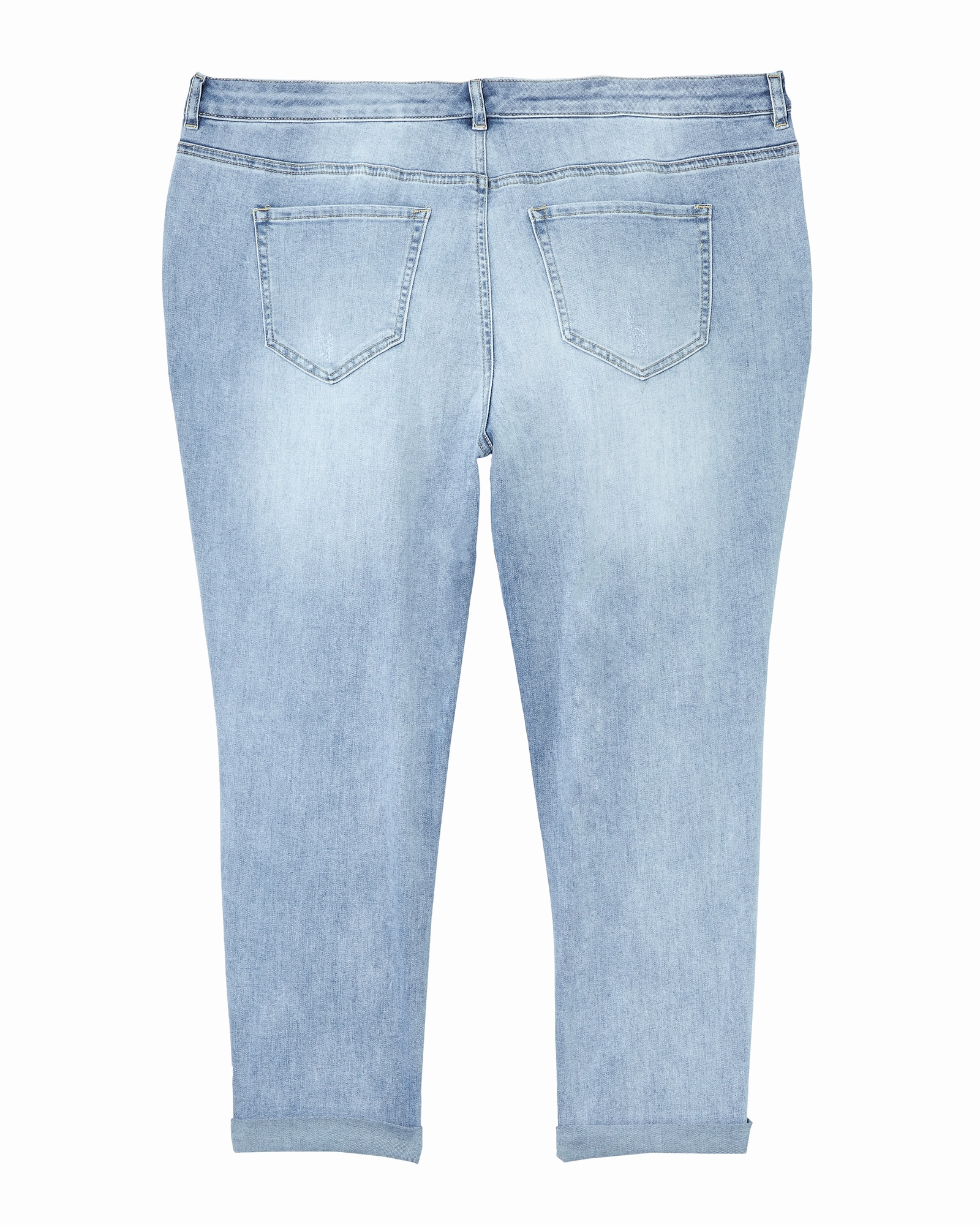 Relaxed Aesthetic Oceana Rolled Hem Boyfriend with Destruction | Light Wash