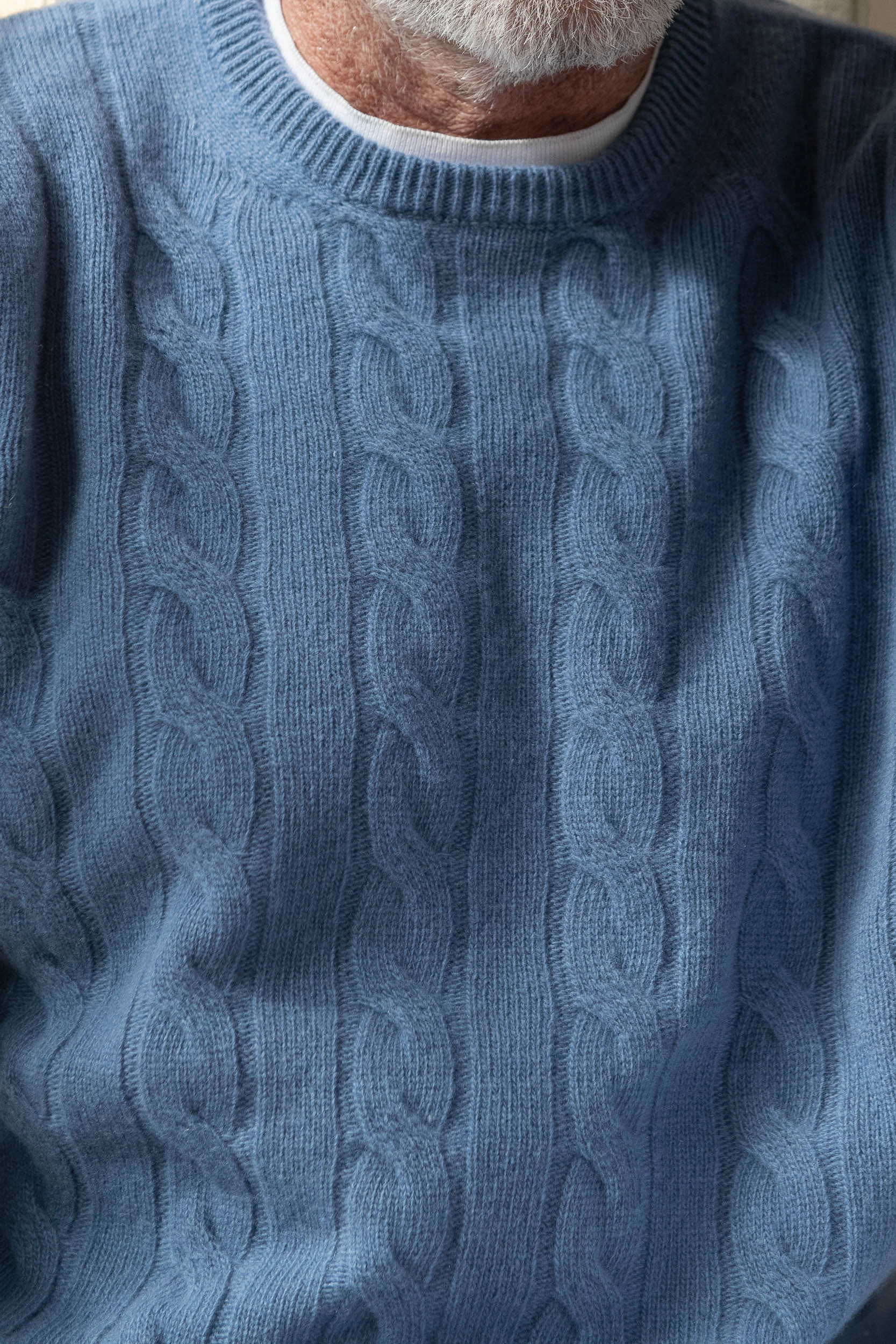 Dusty blue cable knit sweater ?C Made in italy luxe feel