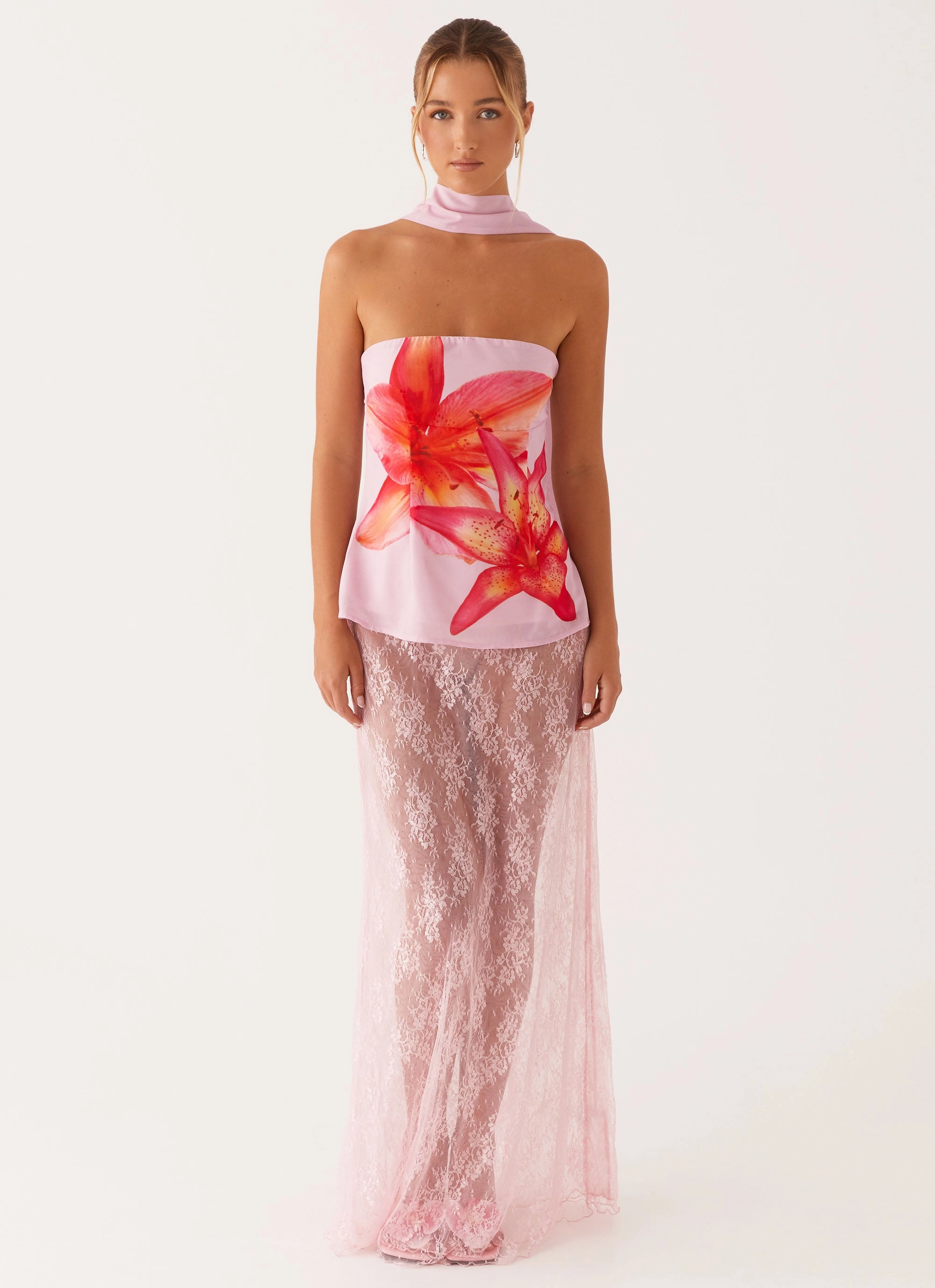 high - precision Blaise Scarf Top - Pink Floral