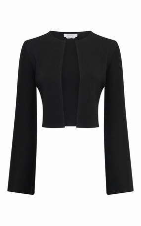 Stylish Layer Fade Resistant Dye Method Antheia Cropped Knit Jacket in Black Silk