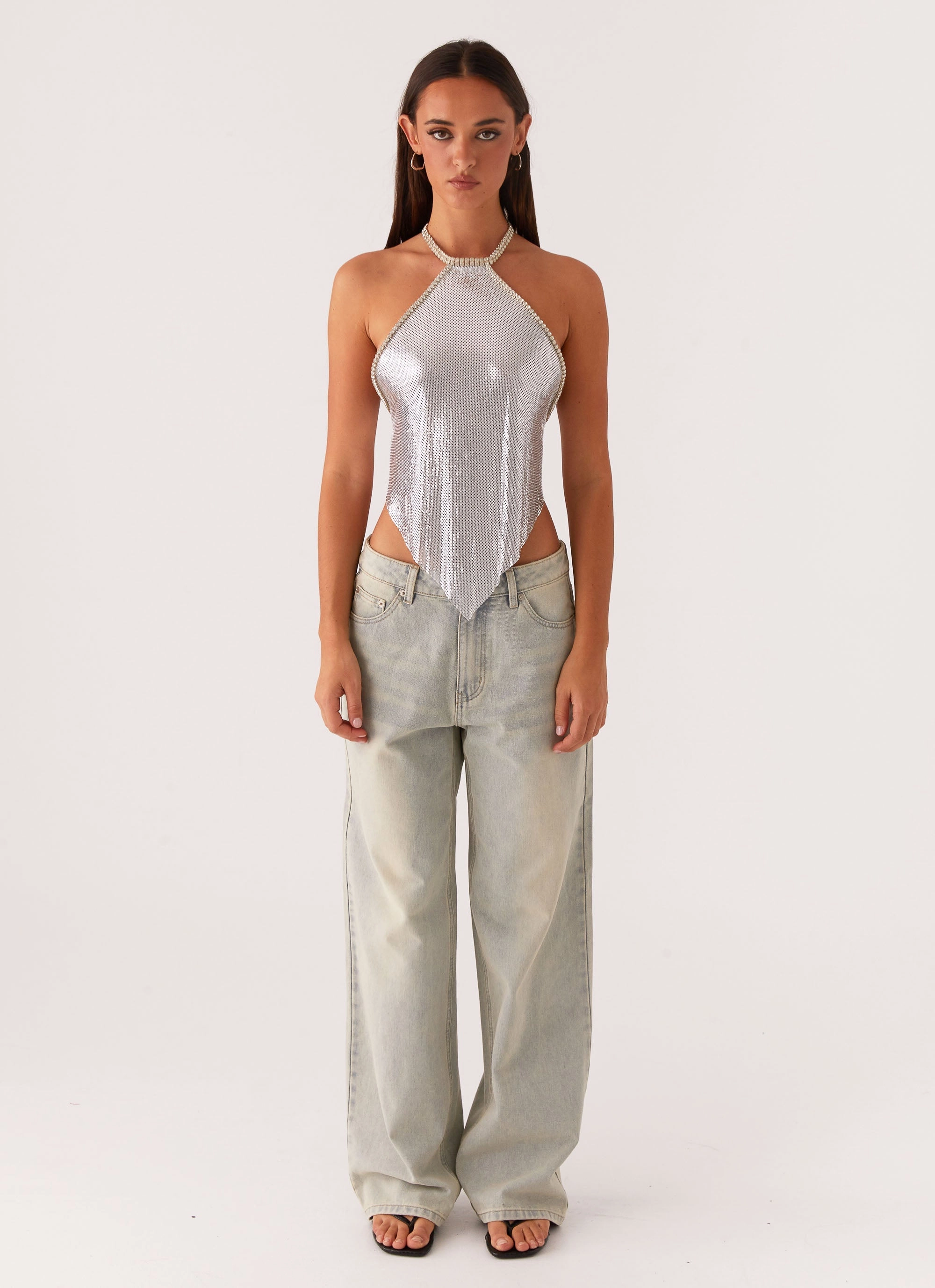 Celebrate Halterneck Chainmail Top - Silver Training - worthy