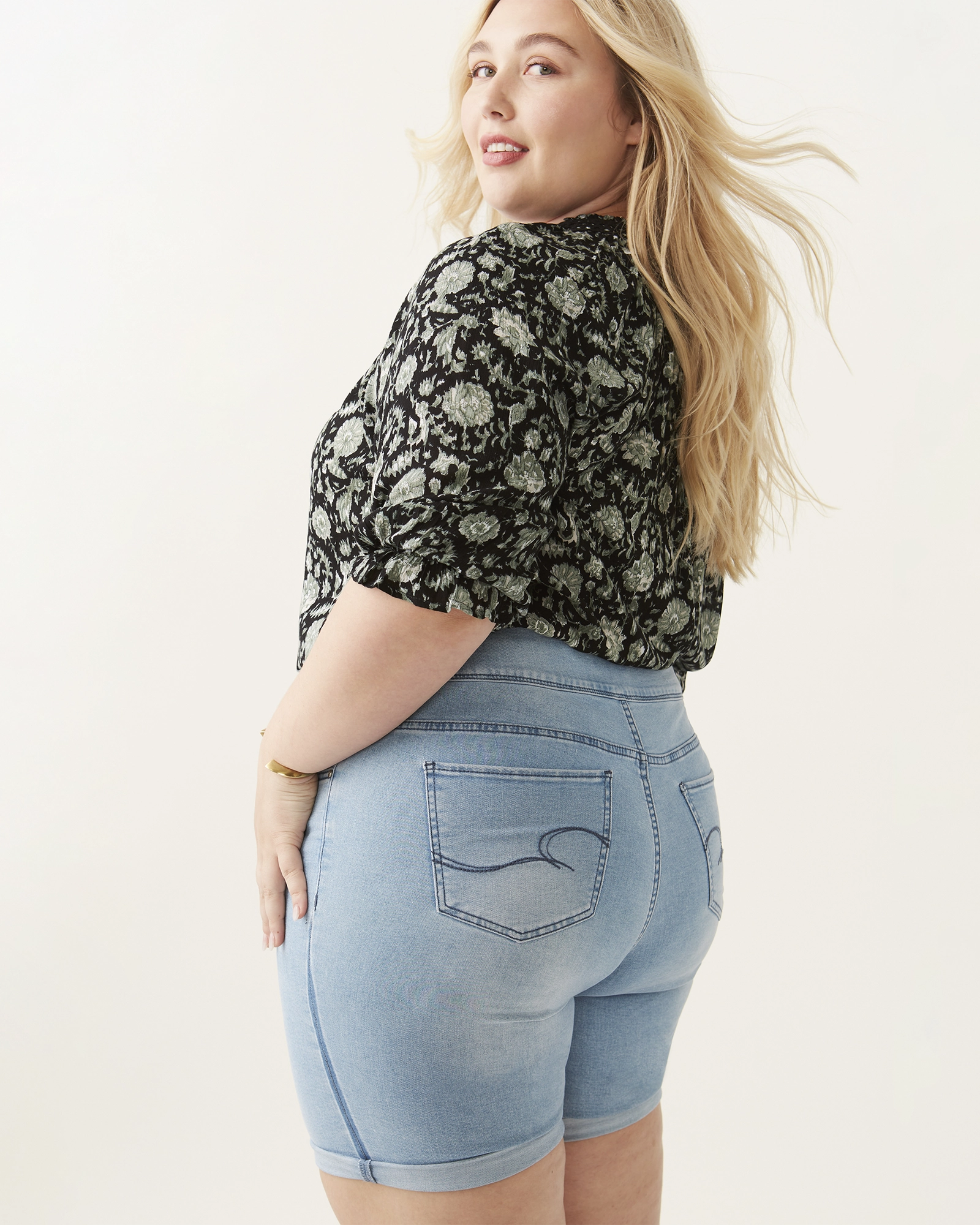 Drew Roll Hem Denim Short | Light Wash Fresh Look