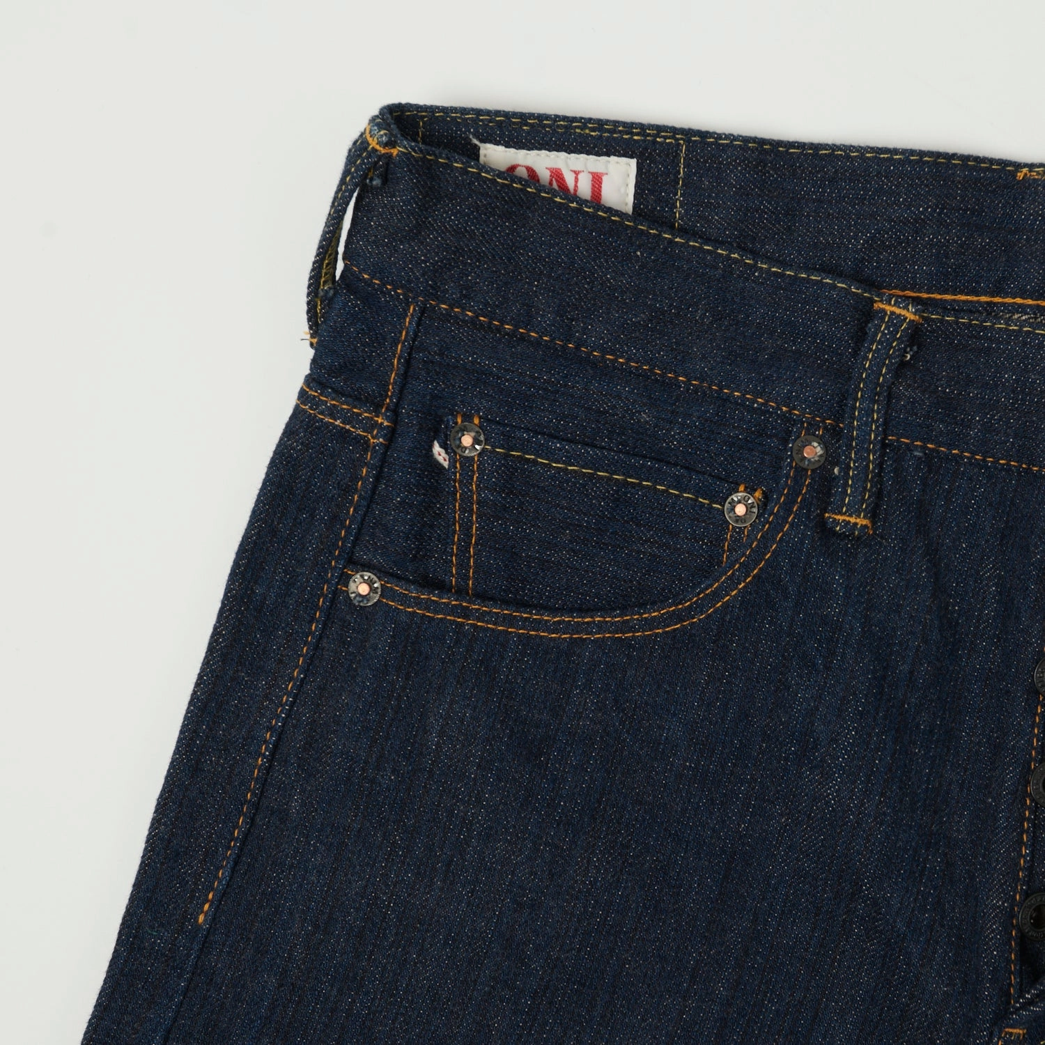 Sustainable Evening Stroll Casual Modern Comfort ONI Denim 920 'Kiwami' Semi Hand Made 16oz Natural Indigo Slim Tapered Jean - One Wash