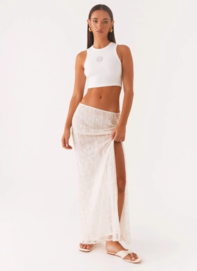 Light Flow Opal Sequin Maxi Skirt - White