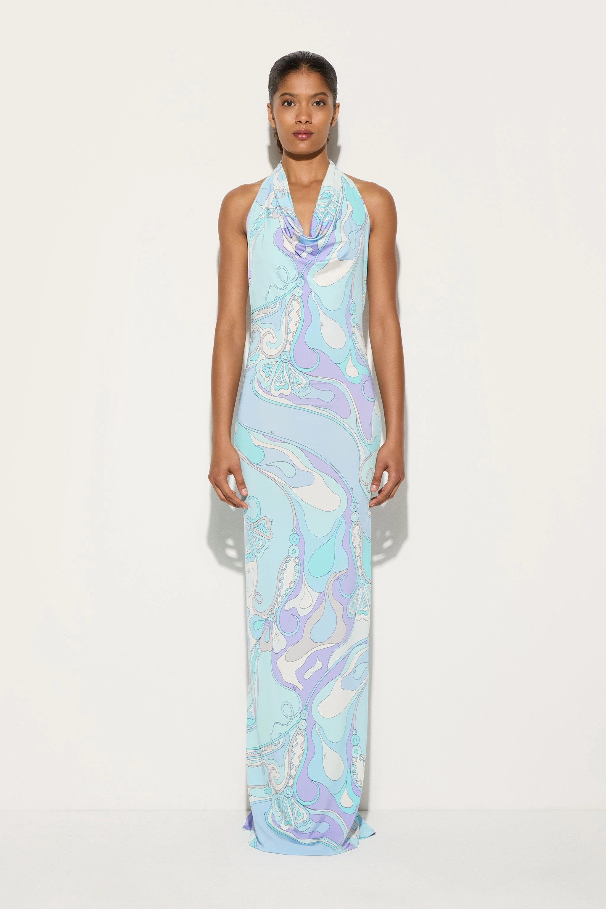 Orchidee Print Long Dress Flattering Design