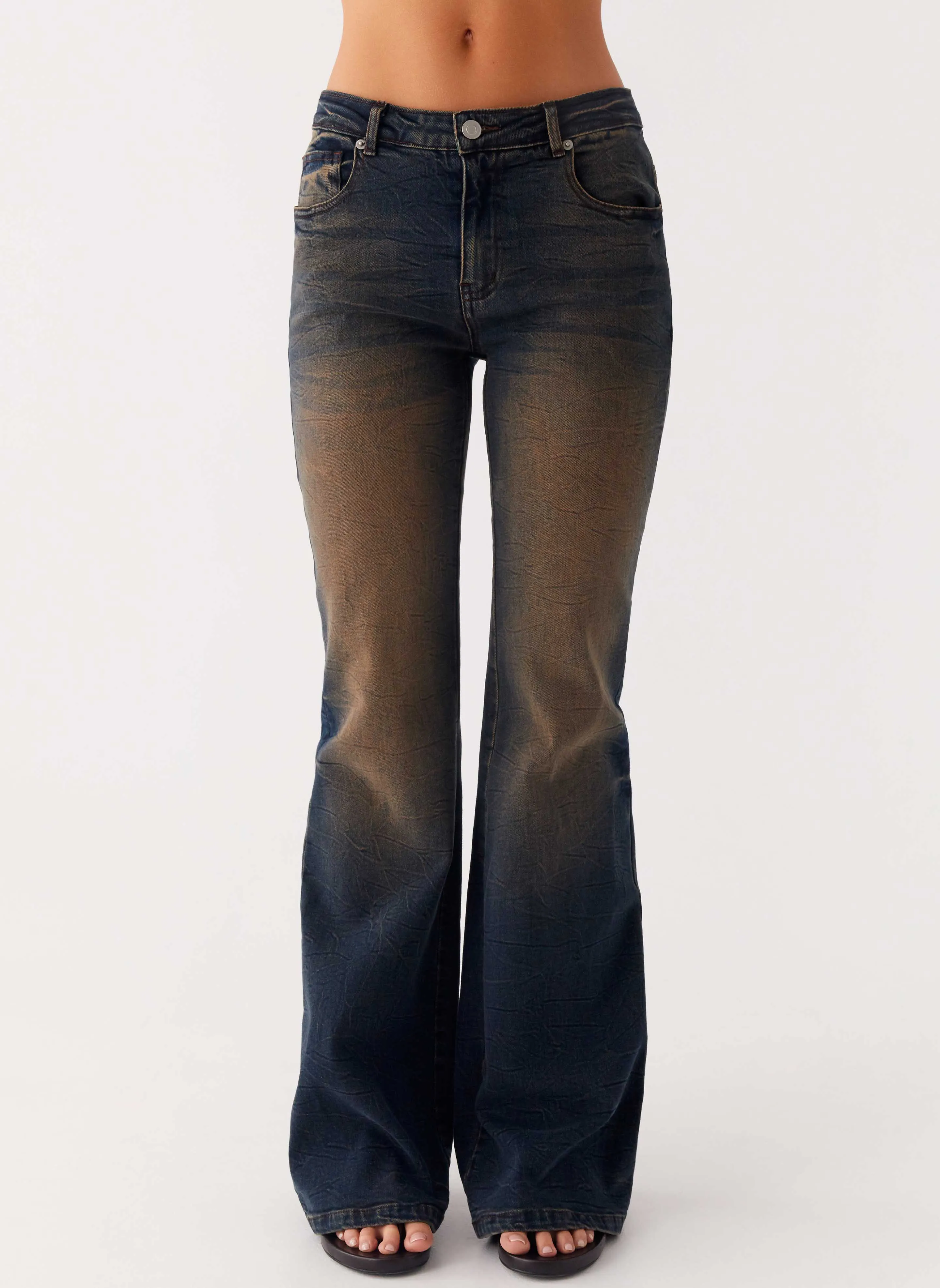 Clean Cut Oregon Flared Jeans - Dirty Black Wash