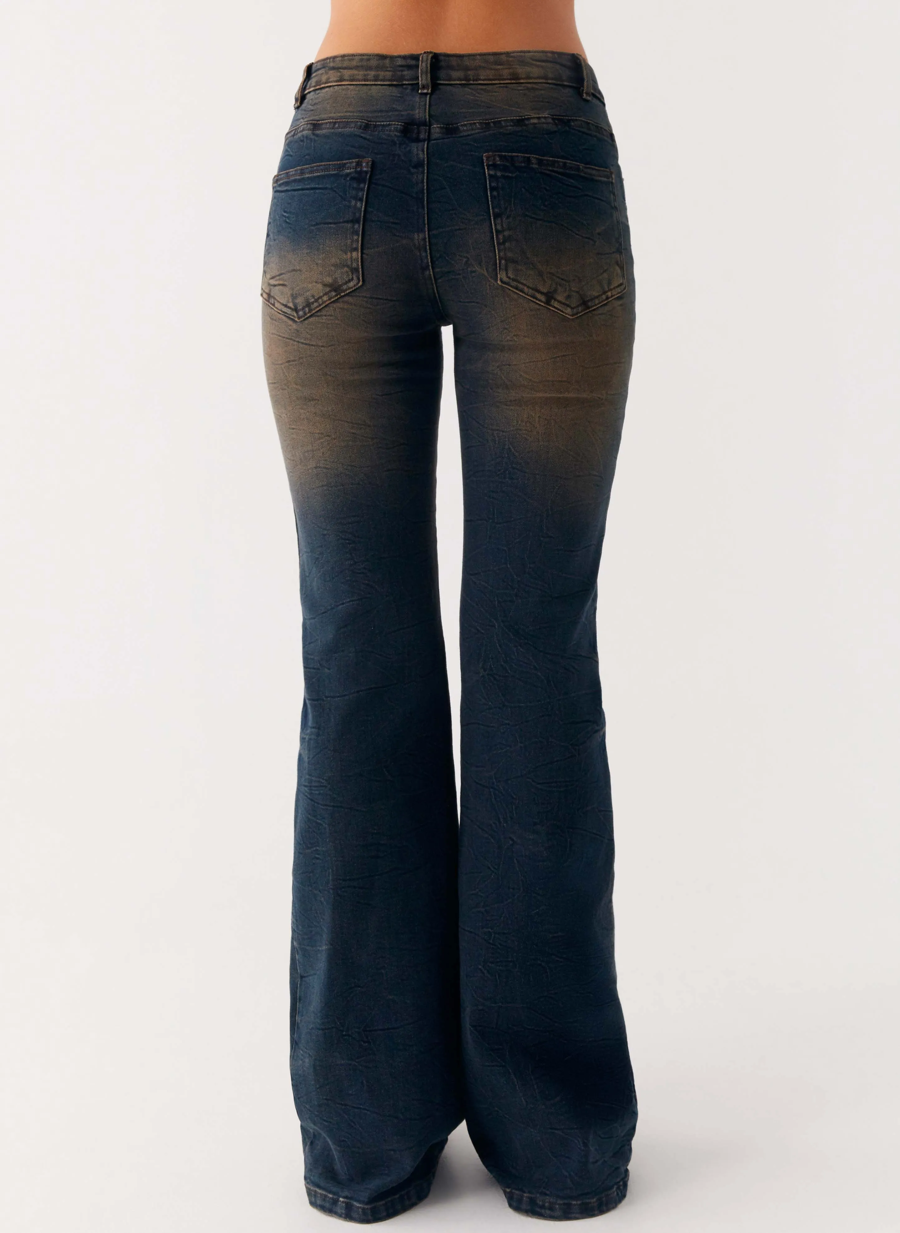 Reliable Basic Style Neutral Oregon Flared Jeans - Dirty Black Wash