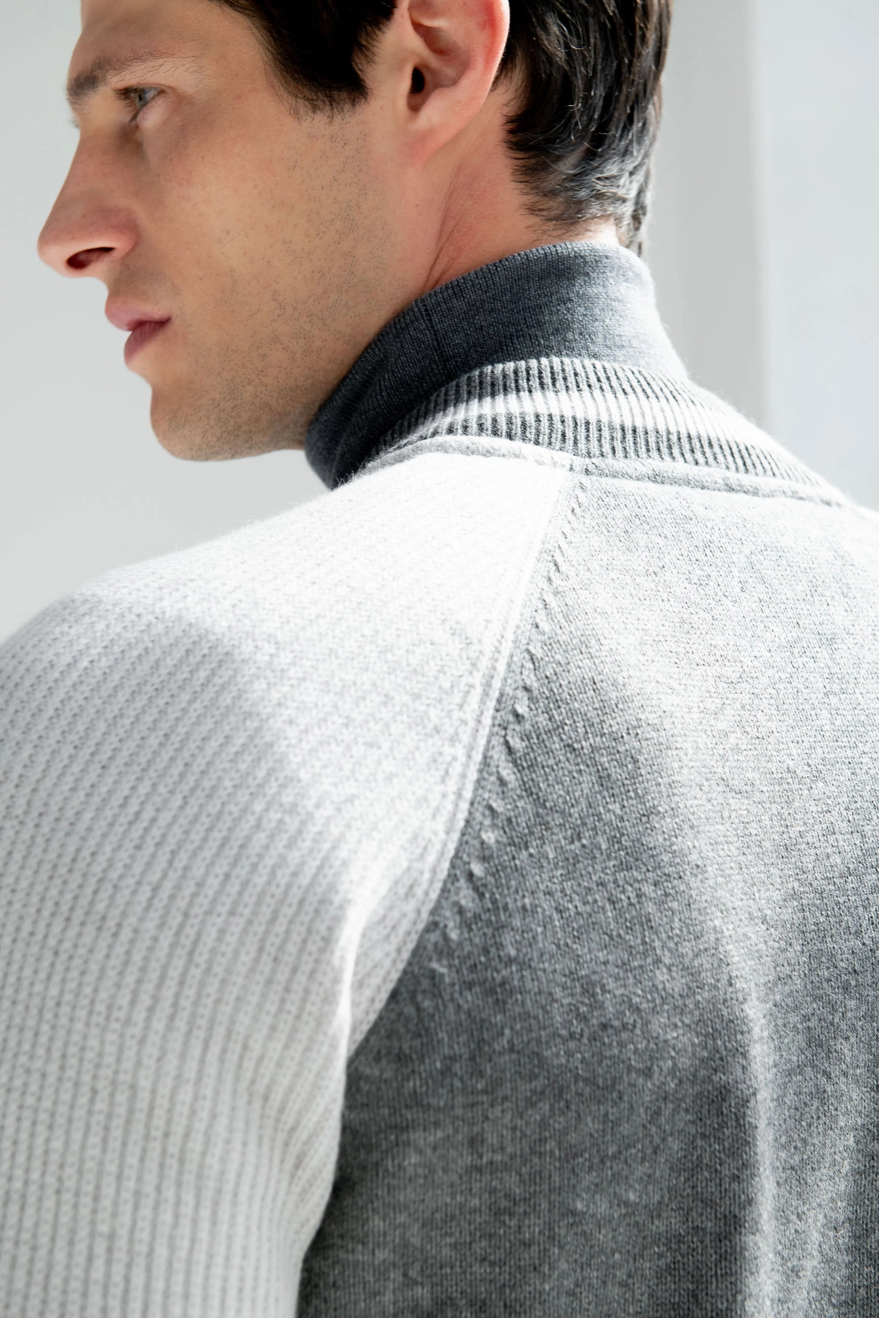 Grey knitted college bomber - Made in Italy Sustainable Manufacturing