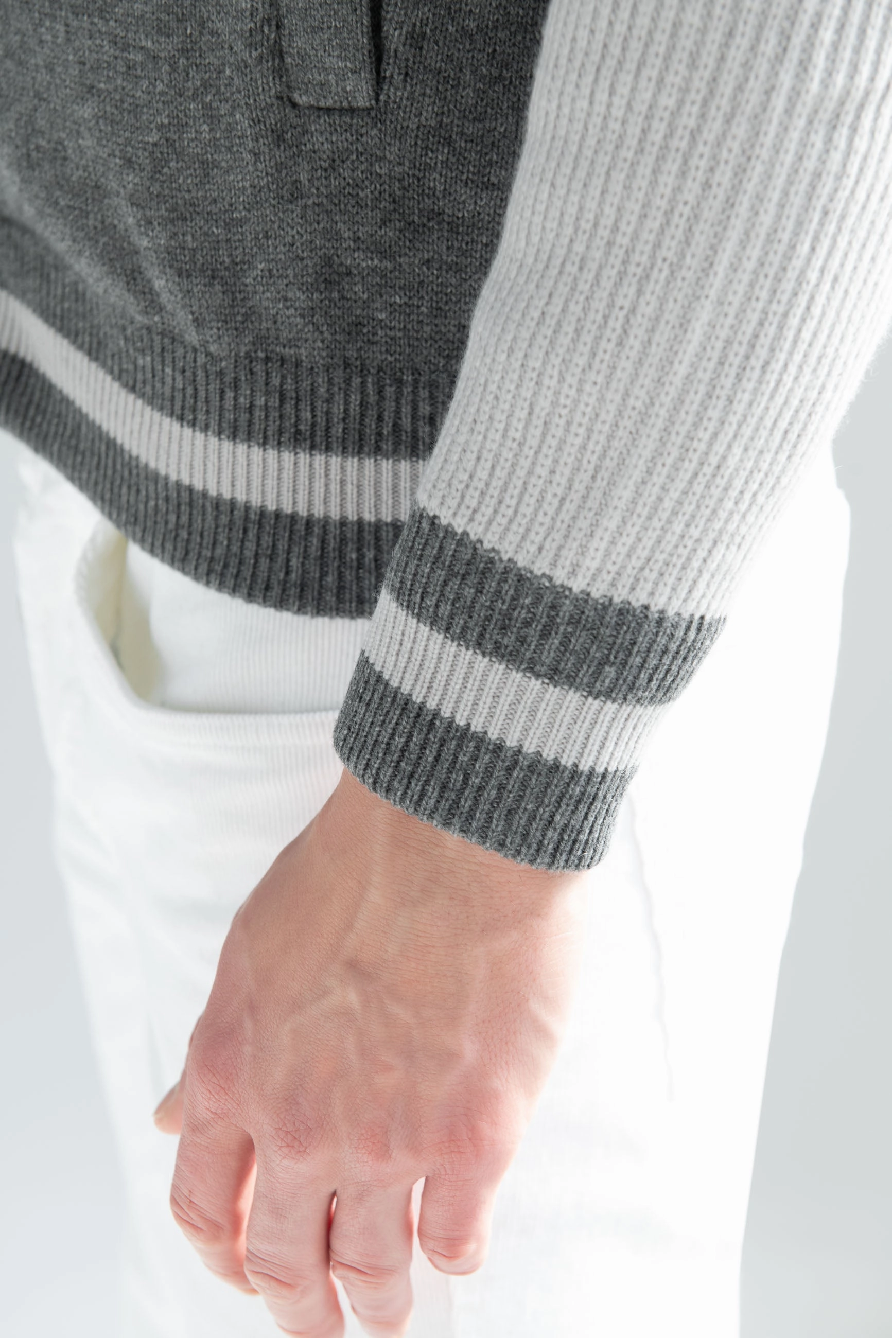 Grey knitted college bomber - Made in Italy Simple Classic