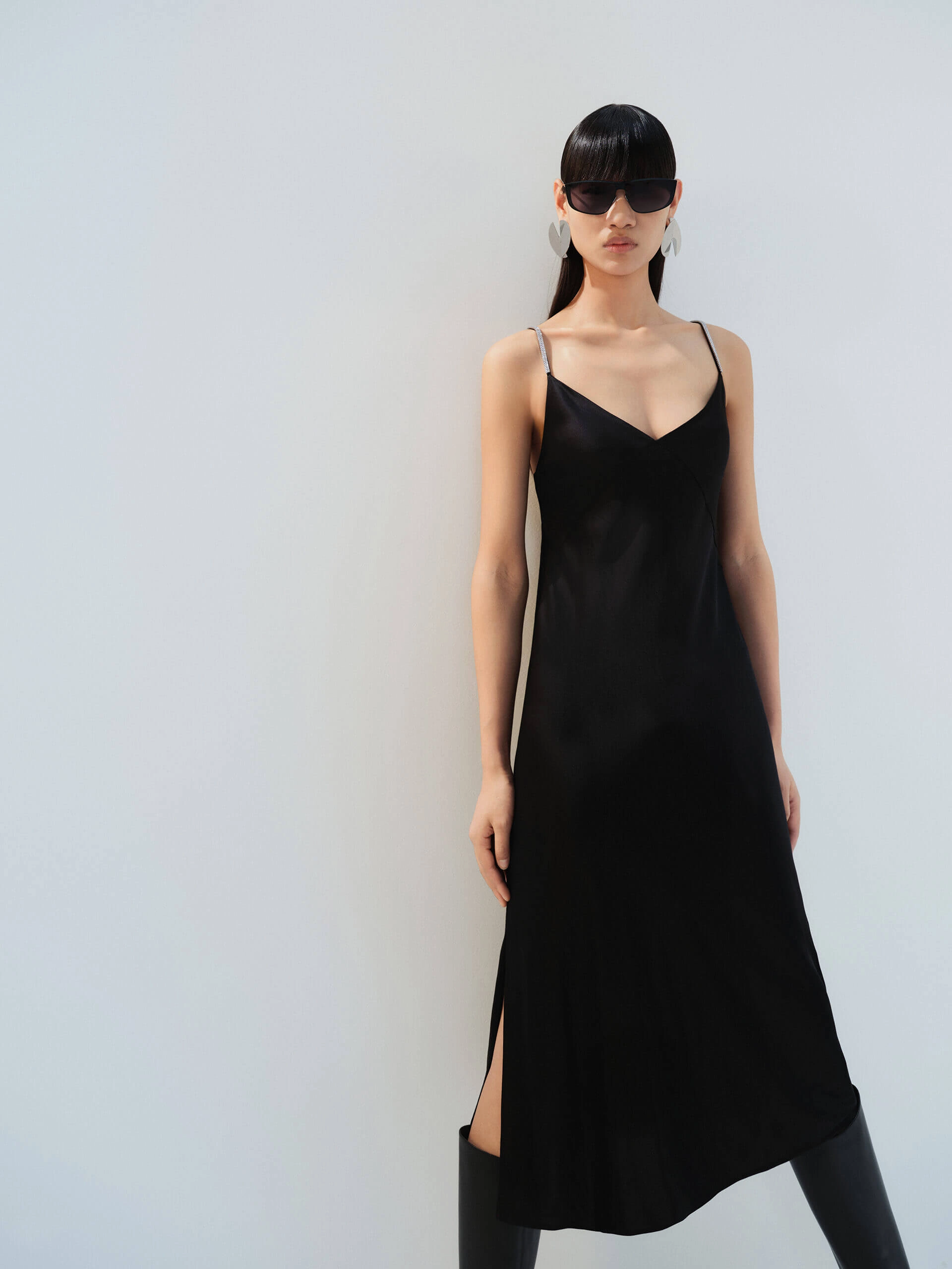 Family Vibe Soft Design Rhinestones Detail Silk Dress