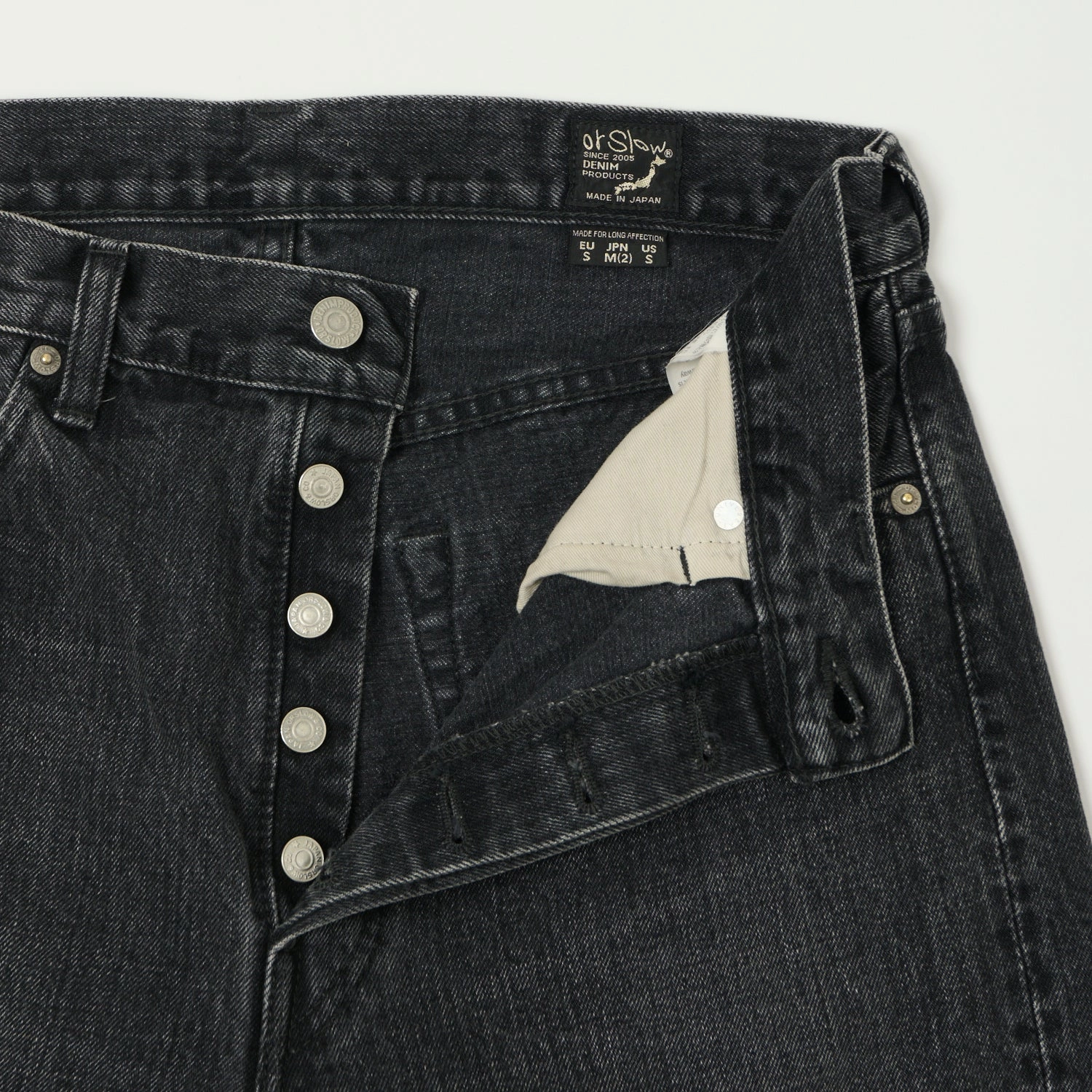 orSlow 105 13.5oz Regular Straight Jean - Black Stonewash Durable Rivet Hardware