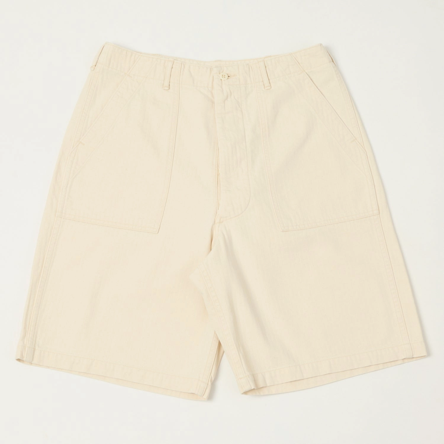 Anti Cling Technology orSlow Summer Herringbone Twill Fatigue Shorts - Ecru