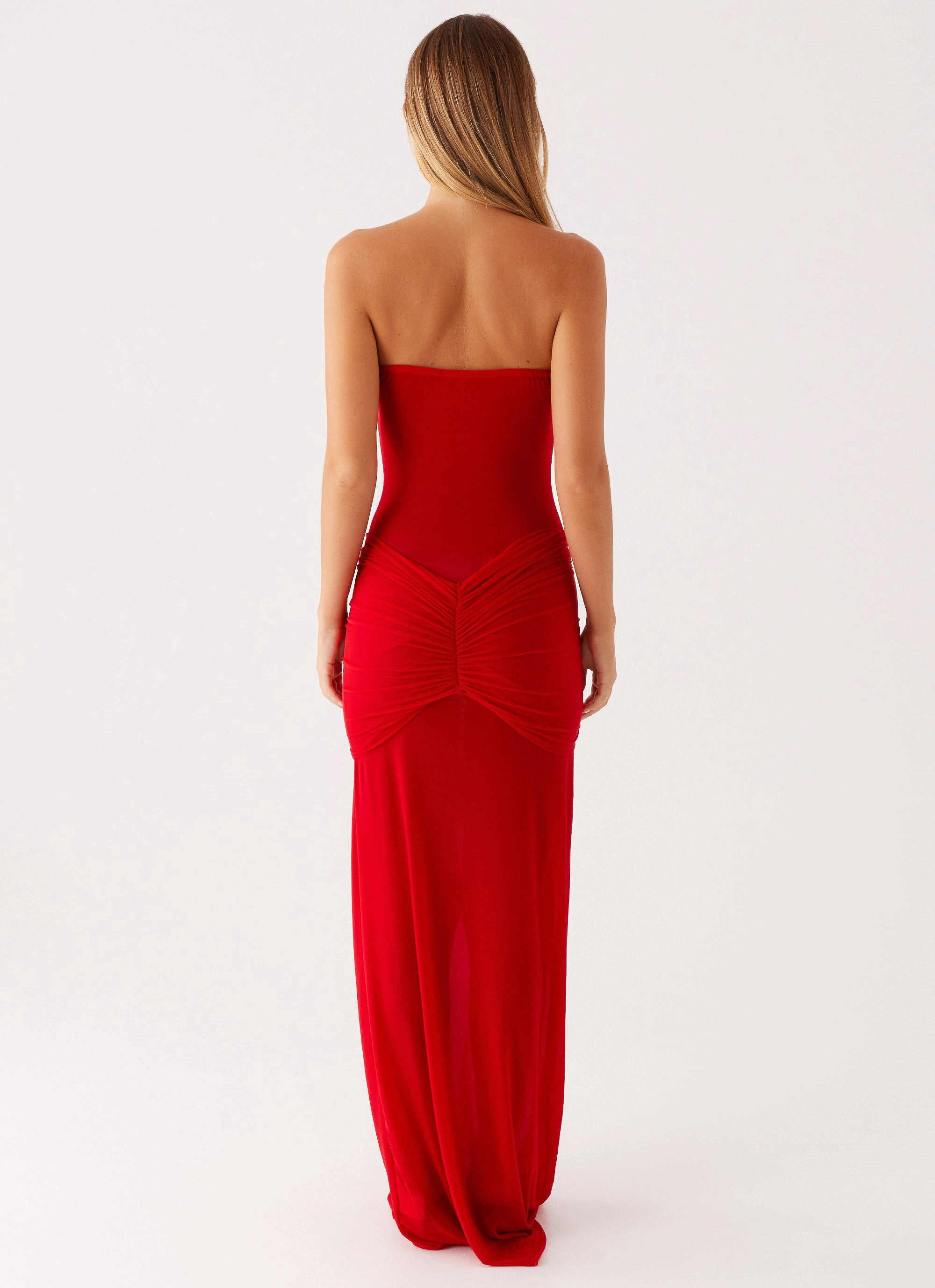 Ottilie Mesh Maxi Dress - Red City Rhythm Comfortable Waist