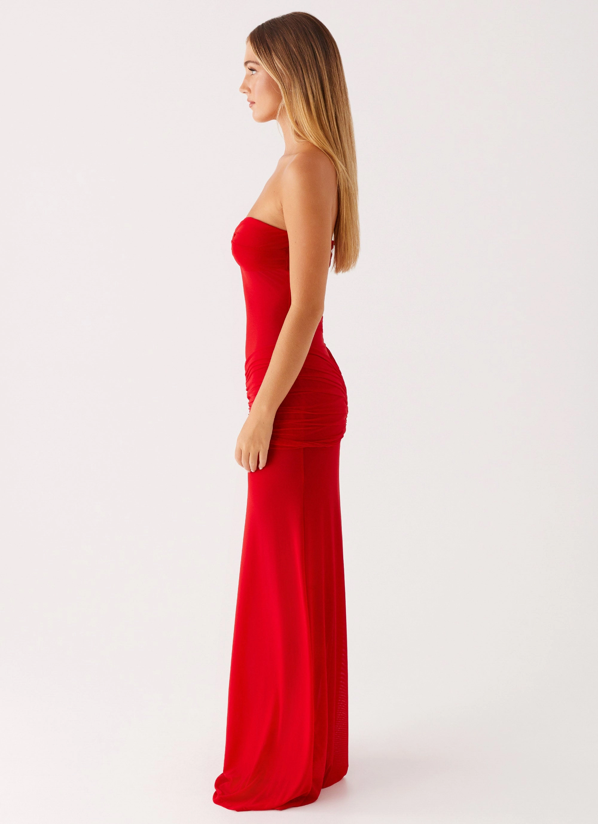 Ottilie Mesh Maxi Dress - Red Event Favorite