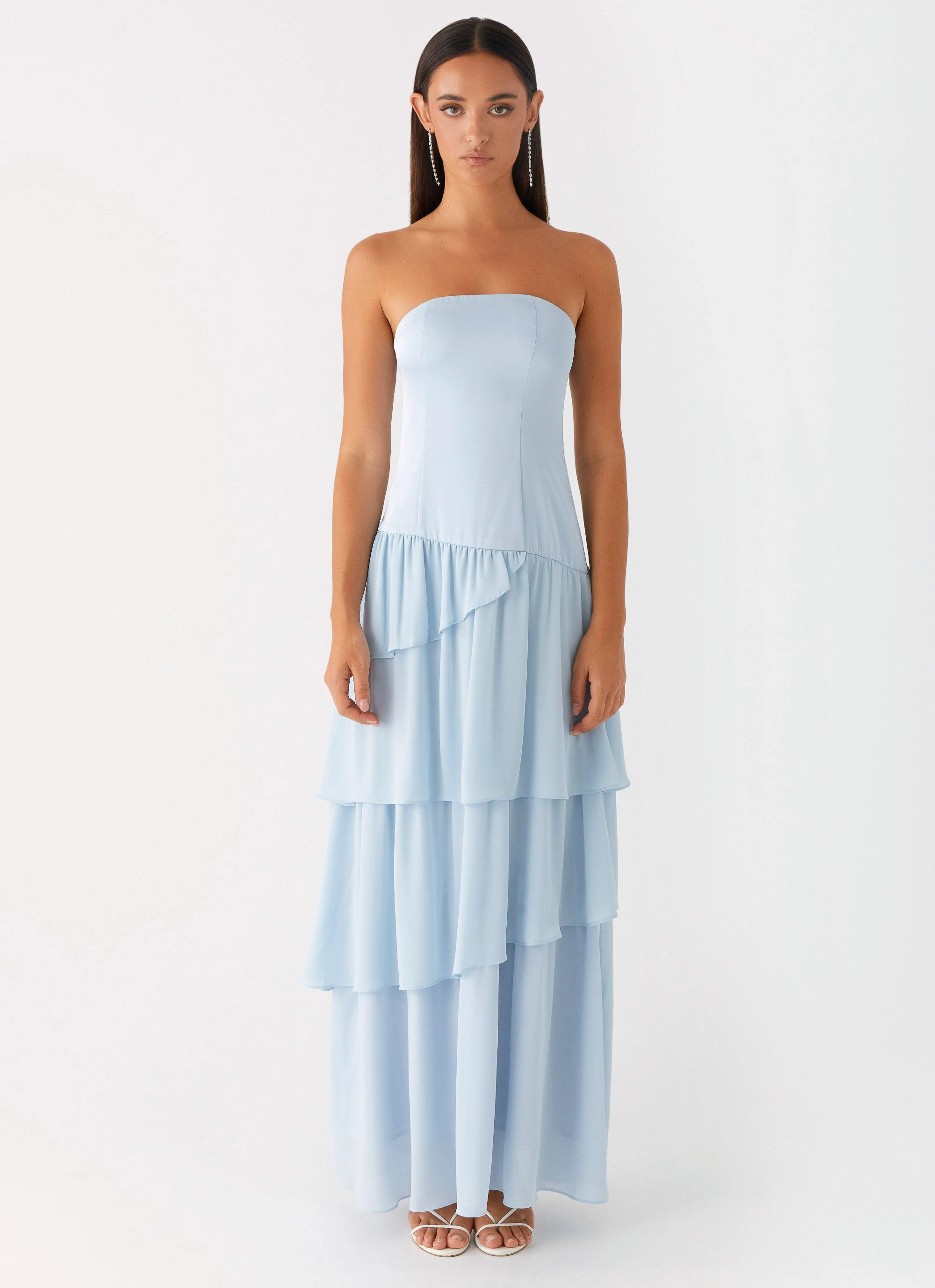 ReinforcedHem Flattering Shape Our Story Maxi Dress - Pastel Blue