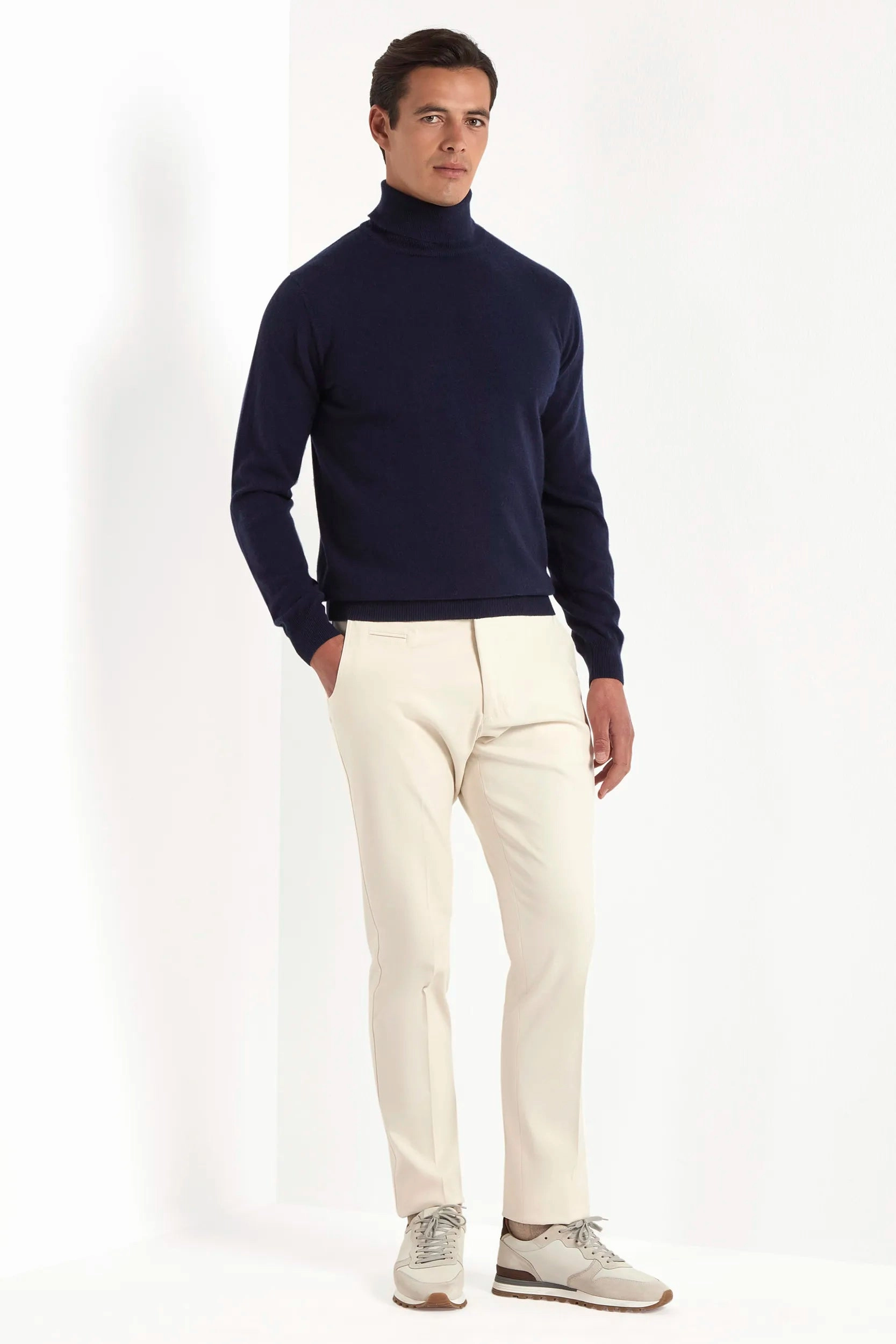 Blue cashmere turtleneck ?C Made in italy Calm Outfit Jacquard Weave