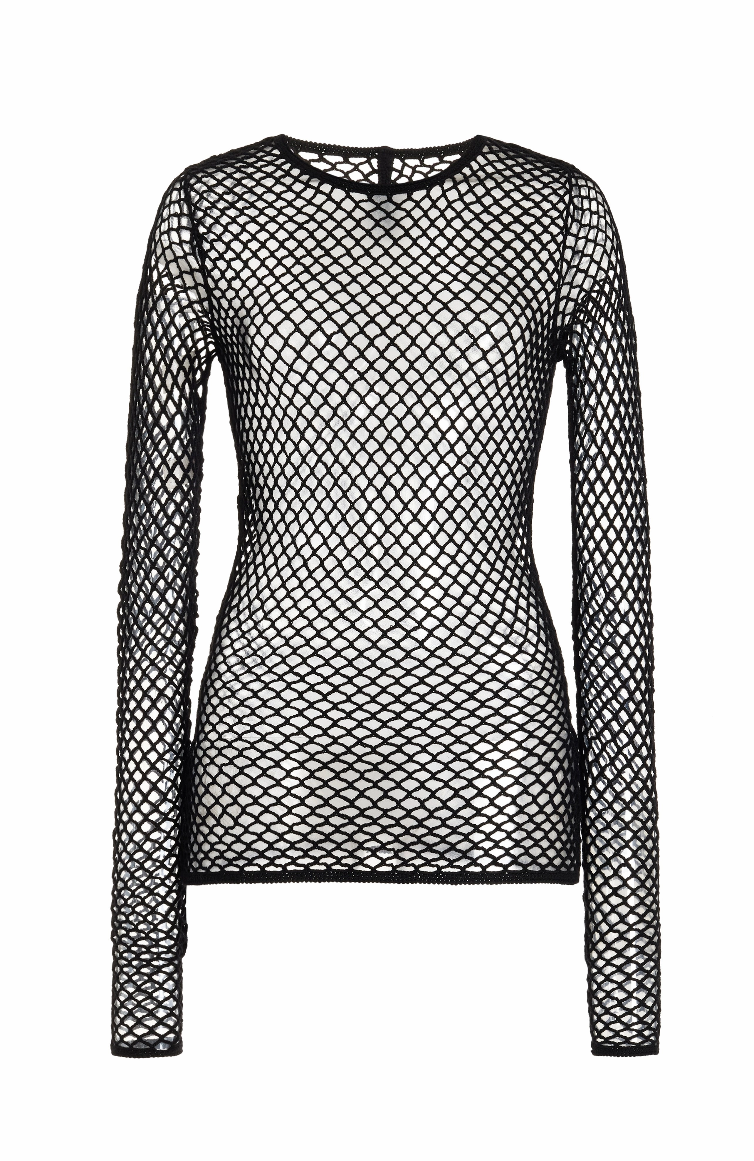 GarmentDyed Effect Troth Knit Top in Black Merino Wool