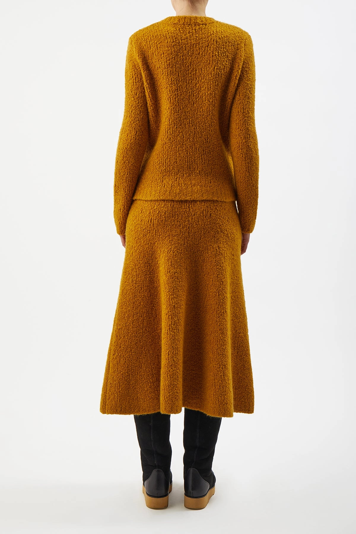 All Day Wear Pablo Knit Midi Skirt in Saffron Cashmere Silk Boucle