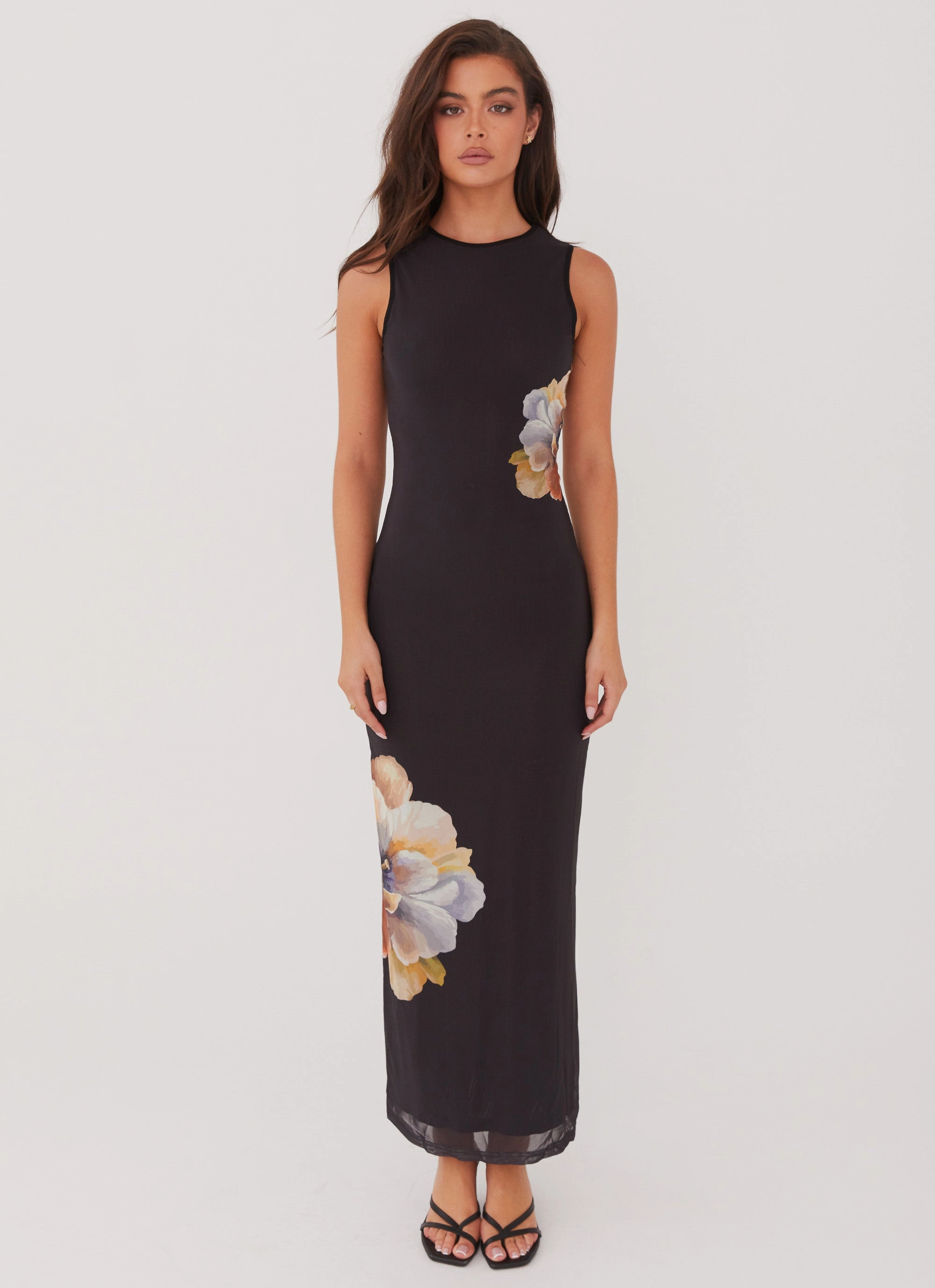 Soft Appearance All Day Ready Side Effects Mesh Maxi Dress - Black Orchid