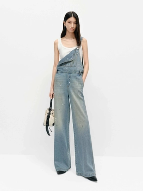 Paint Detail Denim Overalls New Training Retro Teen