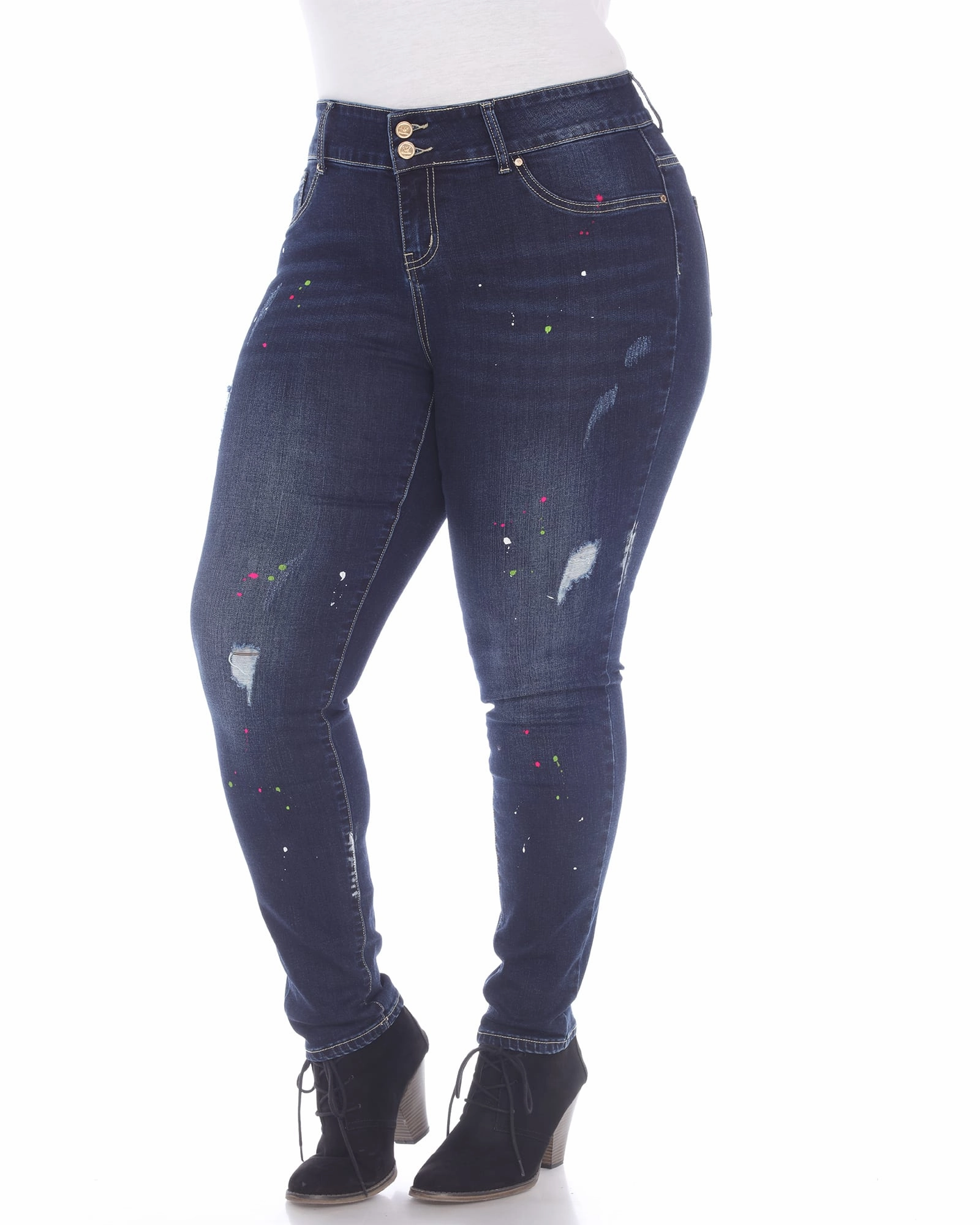 Paint Effect Dark Blue Denim | Dark Blue Rainy Day Brunch Outfit Minimalist Trendy Everyday