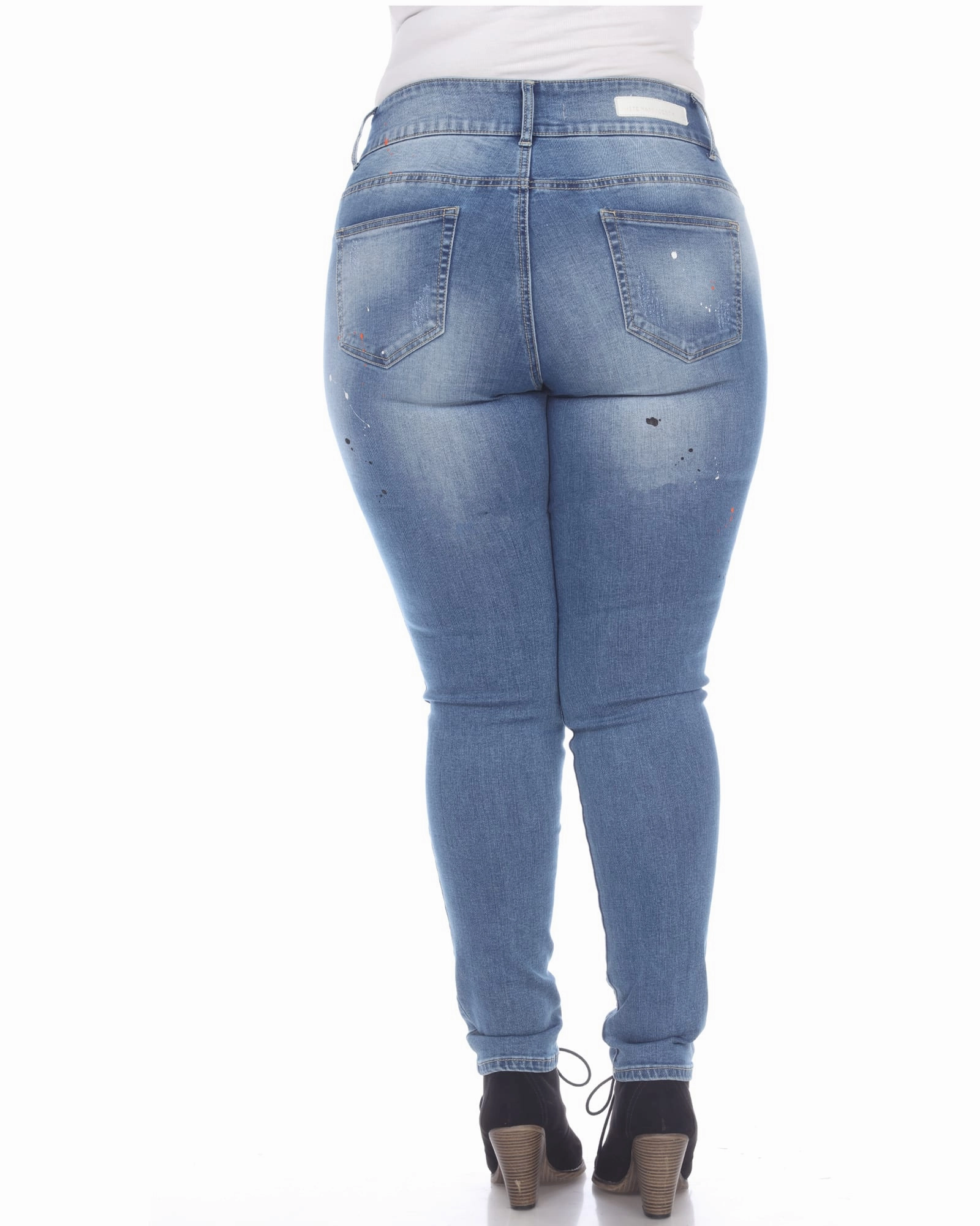 Paint Effect Light Blue Denim | Light Blue Artist Vibe Durable Chic Style