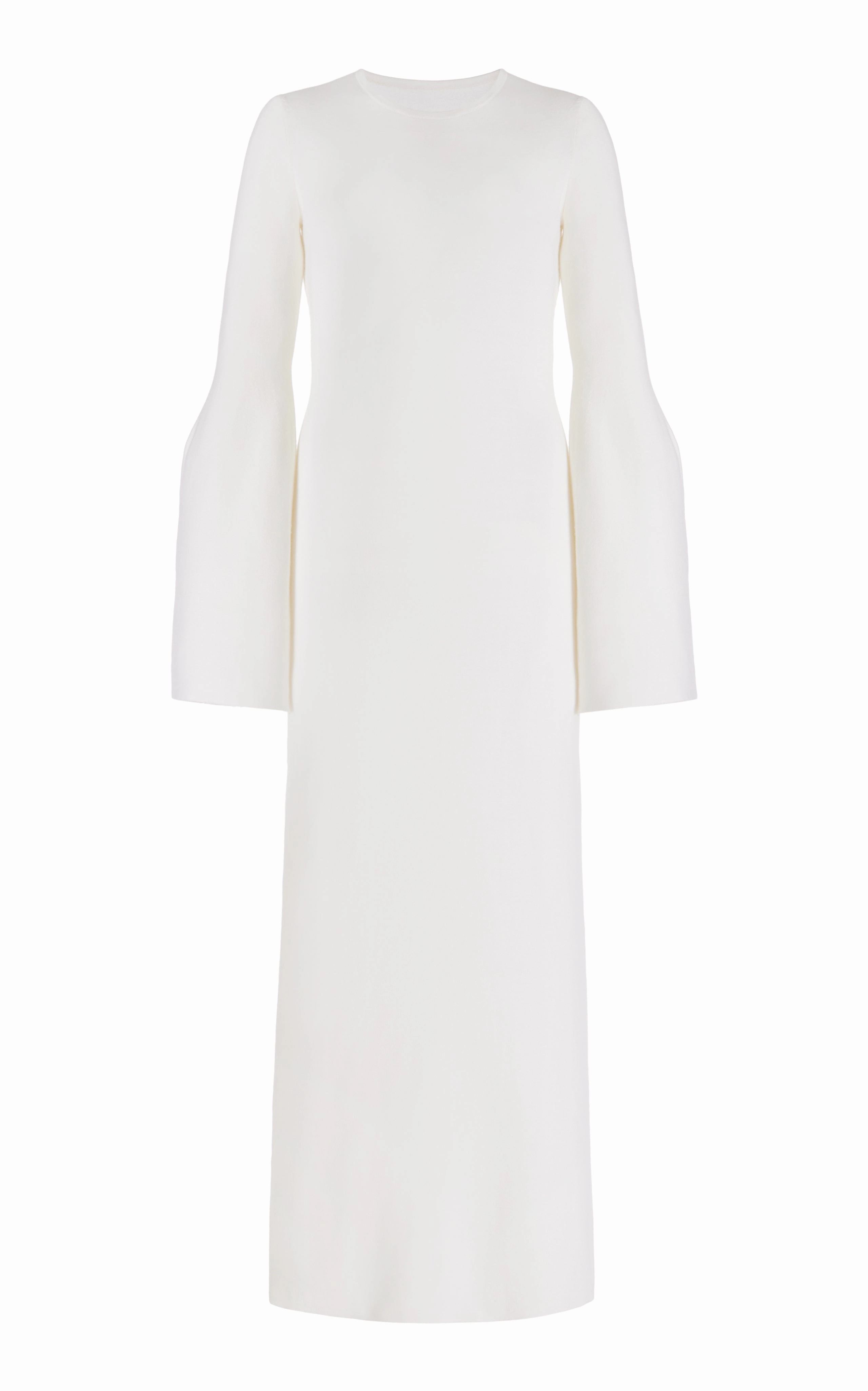 Palanco Knit Maxi Dress in White Merino Wool Cashmere Soft touch finish Smart touch