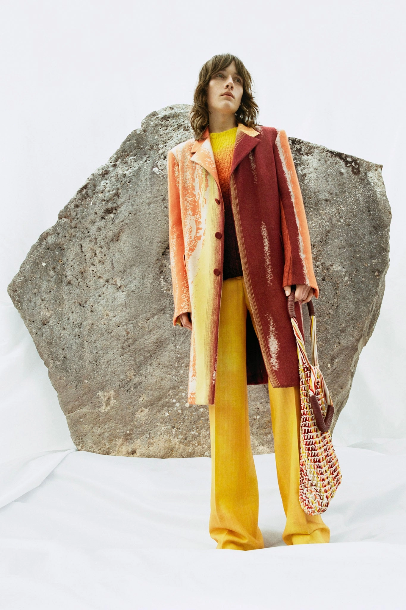 Everyday Pair DoubleLayered Edging Pallas Knit Sweater in Dip Dye Sunrise Welfat Cashmere