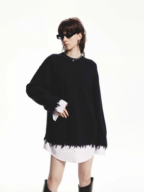 Paneled Detail Loose Dress Neutral-Shade Work Vibes