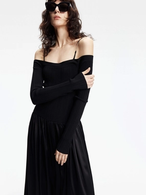 Paneled Off Shoulder Dress Influencer-Style